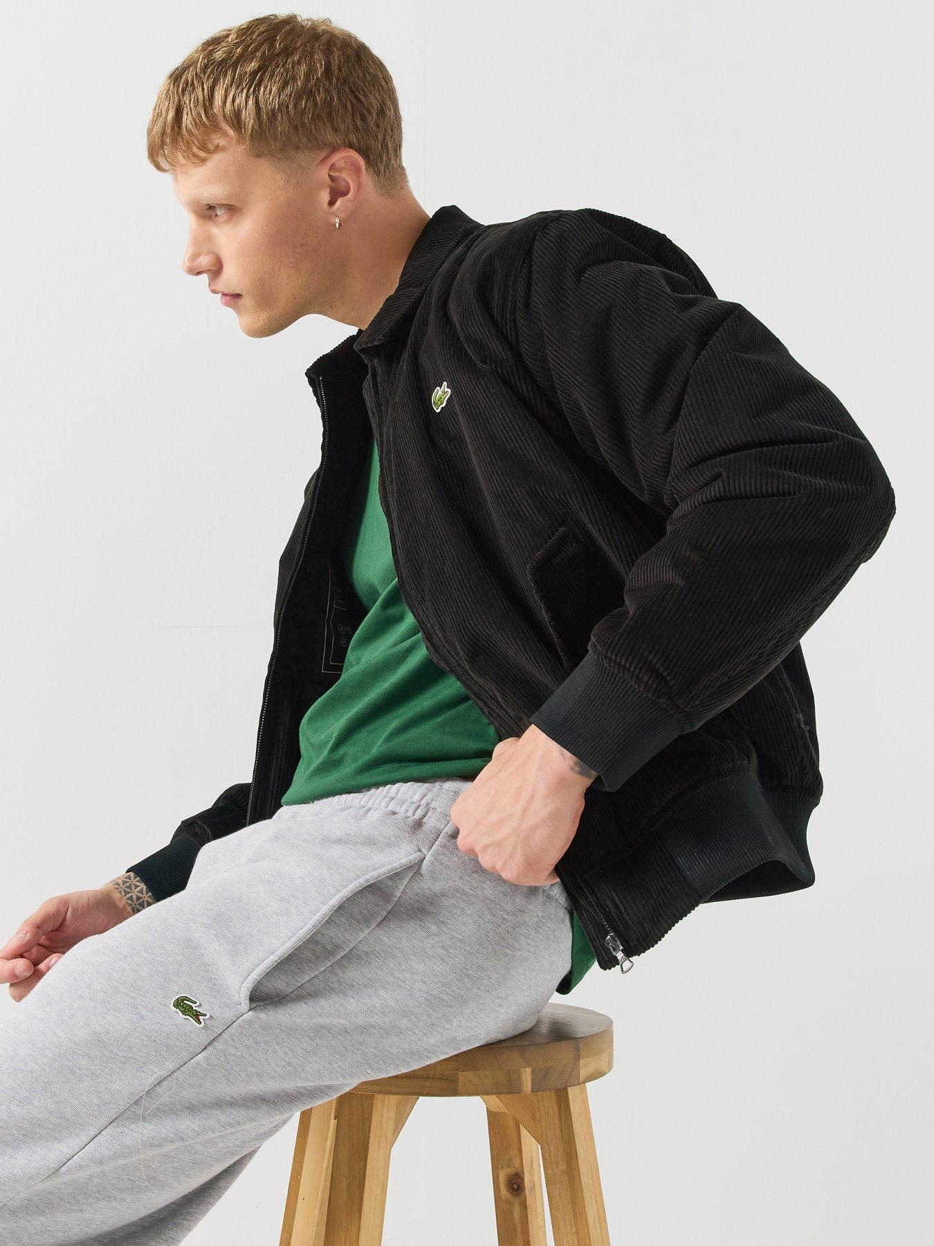 Image 4 of 6 of Lacoste Corduroy Funnel Neck Bomber Jacket - Black