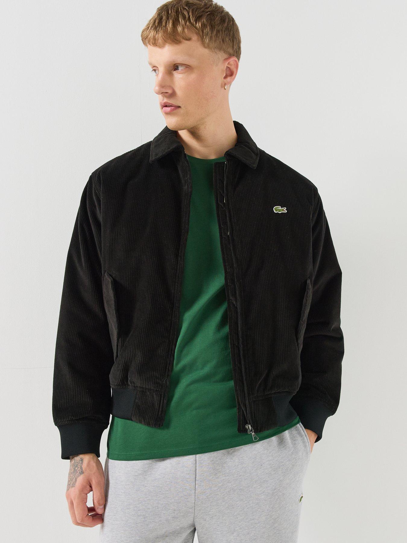 Image 5 of 6 of Lacoste Corduroy Funnel Neck Bomber Jacket - Black