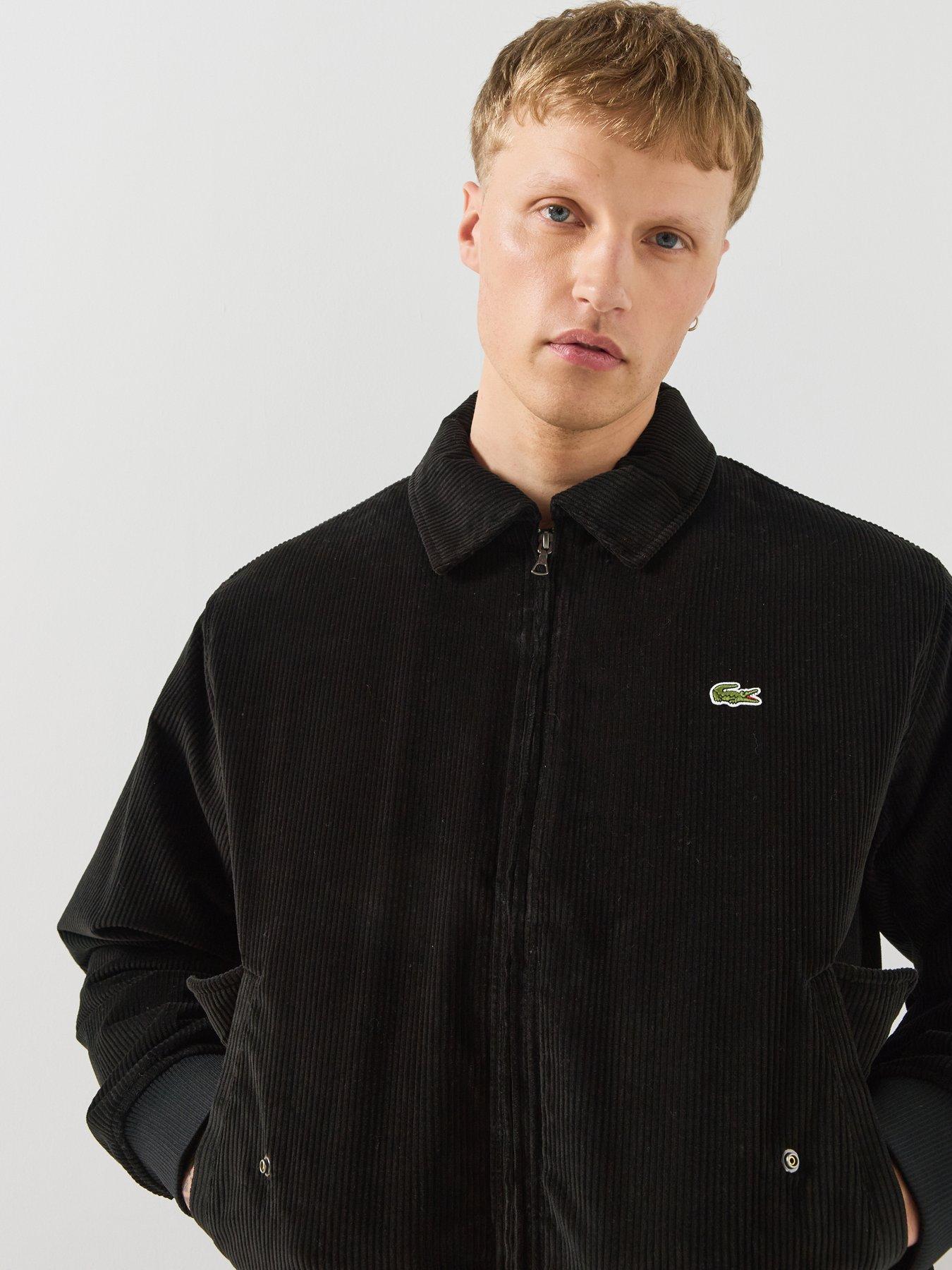 Image 6 of 6 of Lacoste Corduroy Funnel Neck Bomber Jacket - Black