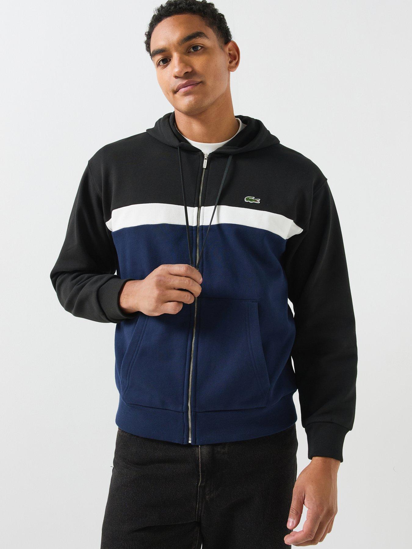 Image 1 of 6 of Lacoste Colour Block Full Zipped Hoodie - Black