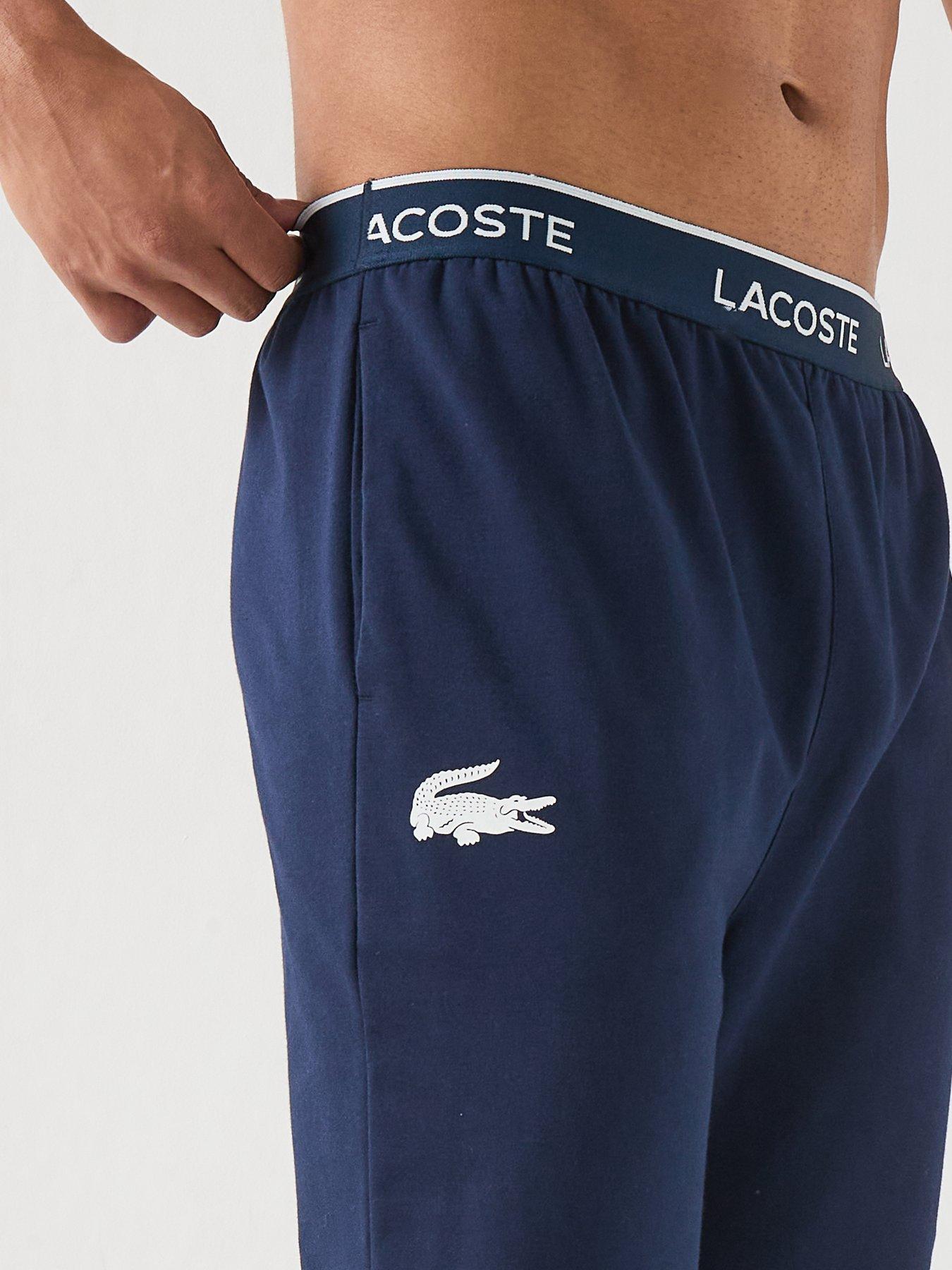 Image 4 of 5 of Lacoste Fleece Loungewear Joggers - Navy