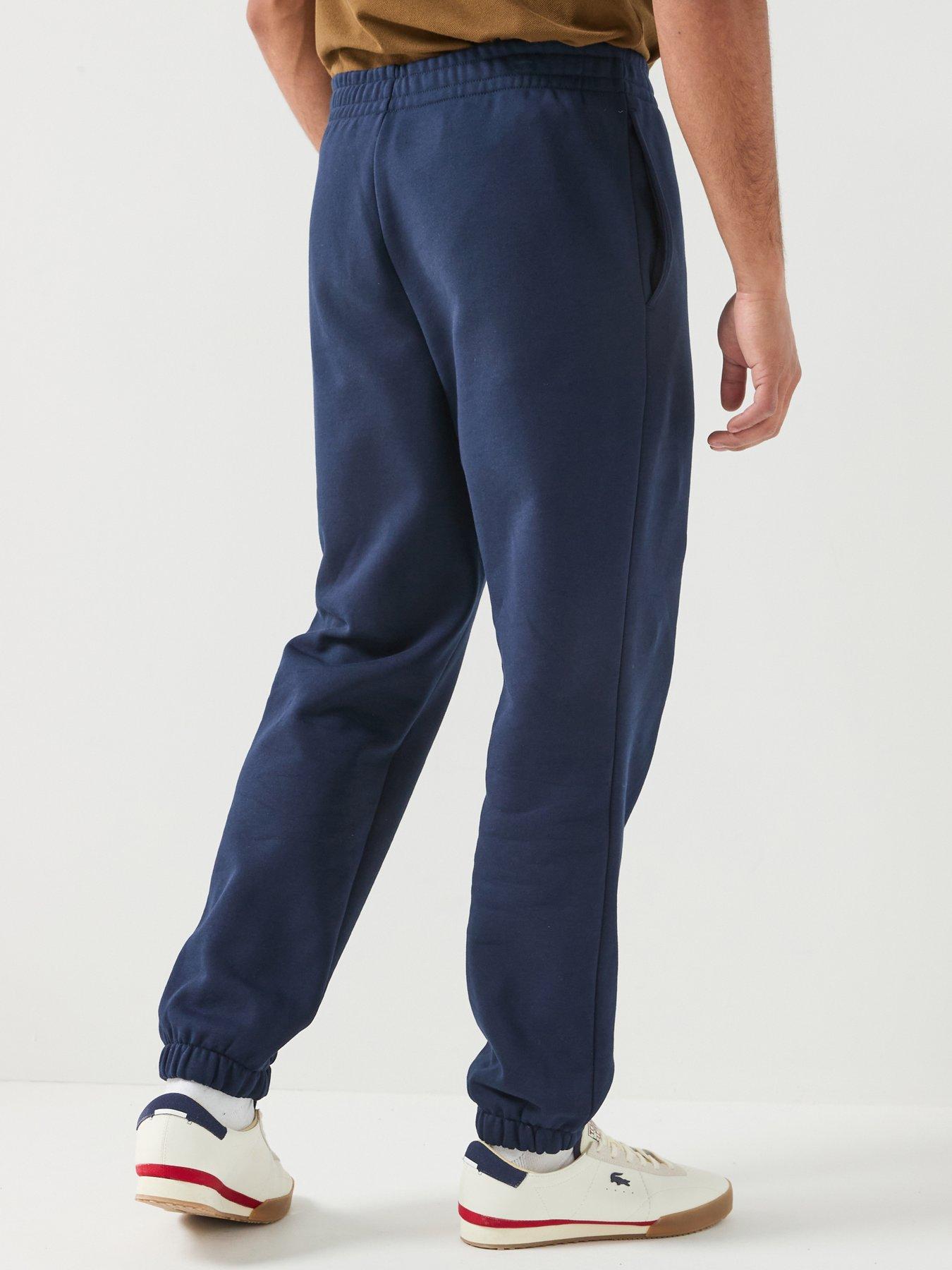 Image 2 of 6 of Lacoste Regular Fit Brushed Fleece Cuffed Joggers - Navy