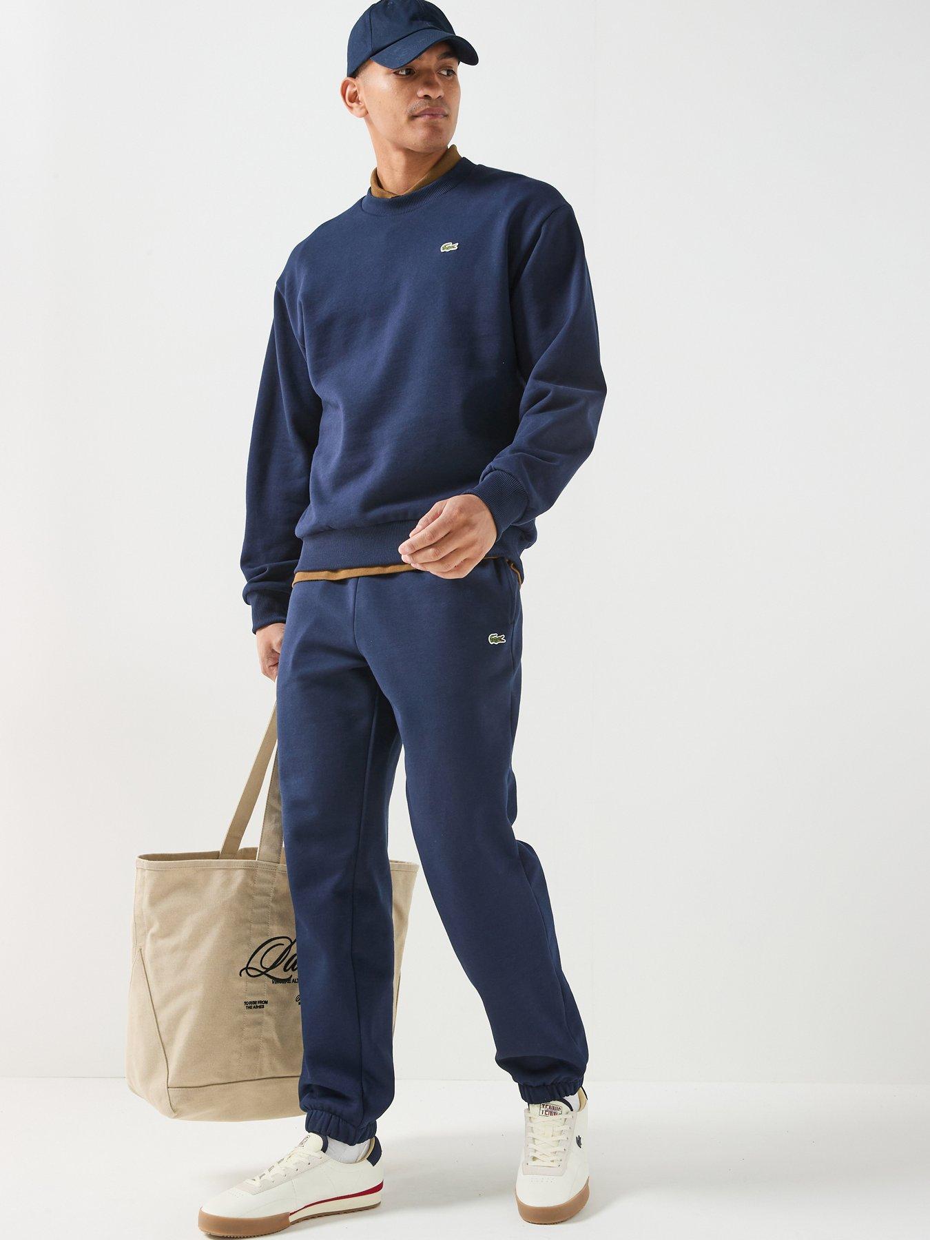 Image 3 of 6 of Lacoste Regular Fit Brushed Fleece Cuffed Joggers - Navy
