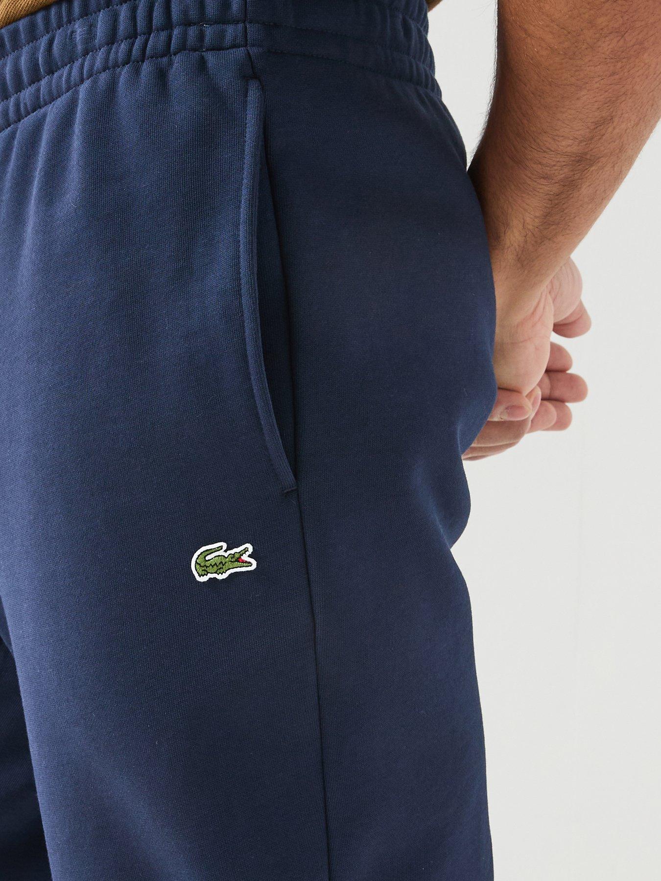 Image 4 of 6 of Lacoste Regular Fit Brushed Fleece Cuffed Joggers - Navy
