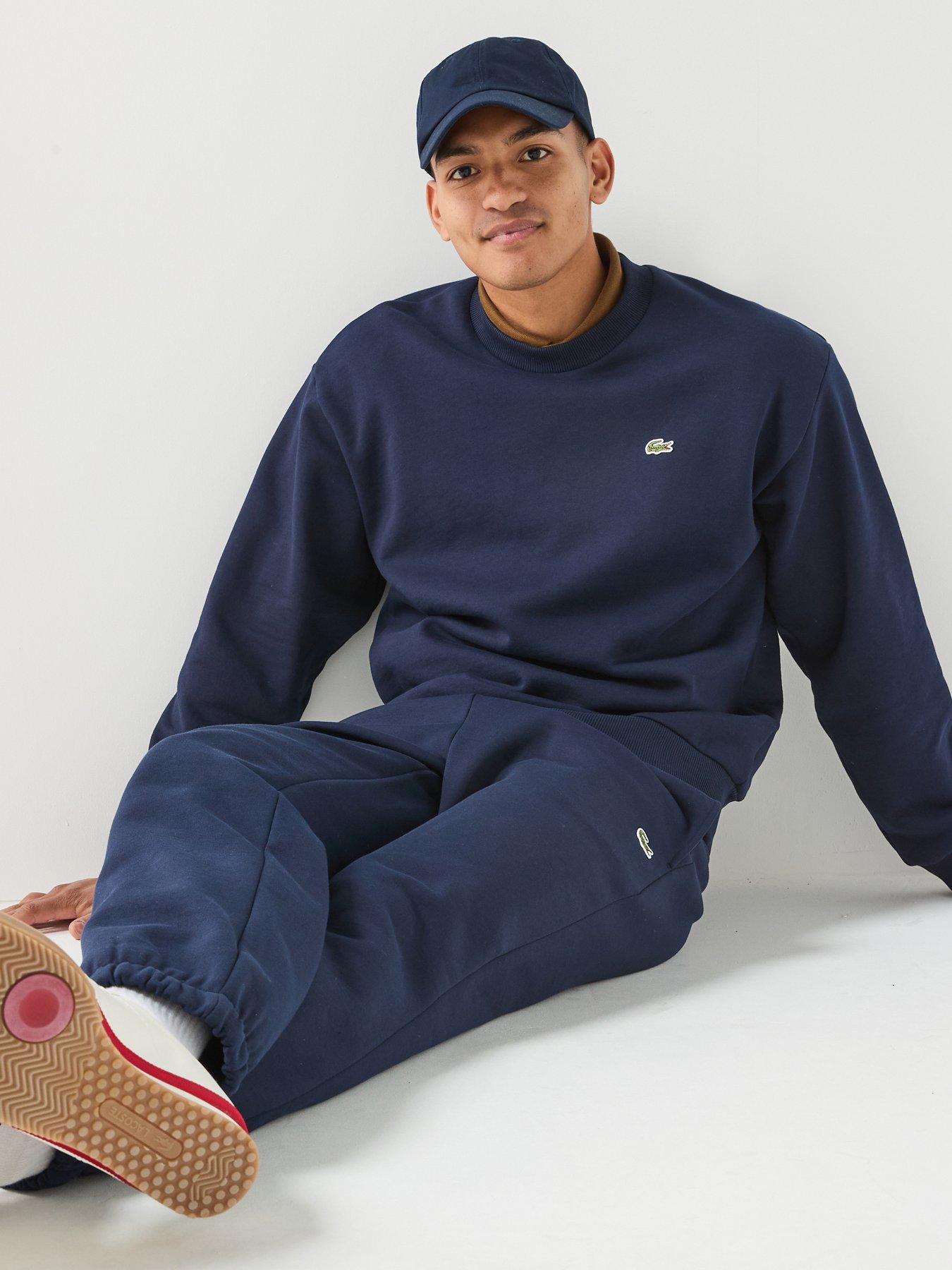Image 5 of 6 of Lacoste Regular Fit Brushed Fleece Cuffed Joggers - Navy