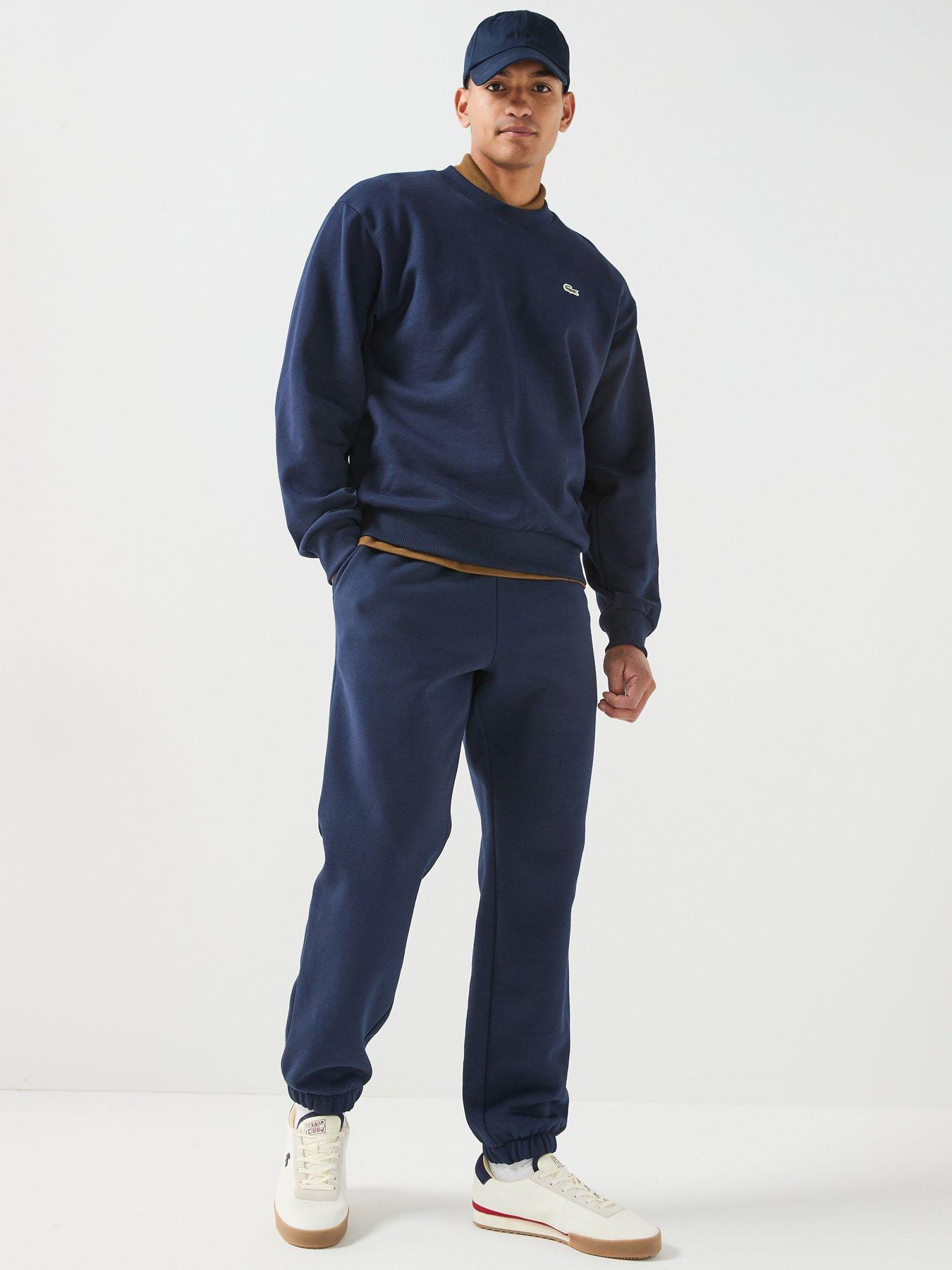 Image 6 of 6 of Lacoste Regular Fit Brushed Fleece Cuffed Joggers - Navy