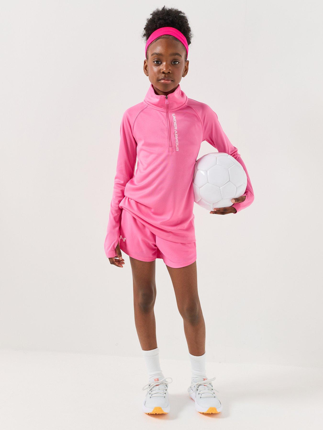 Under Armour Girls Pink Tech™ Play Up ' Shorts Frenzy / White Yxl (63 - 67 In) - Image 2