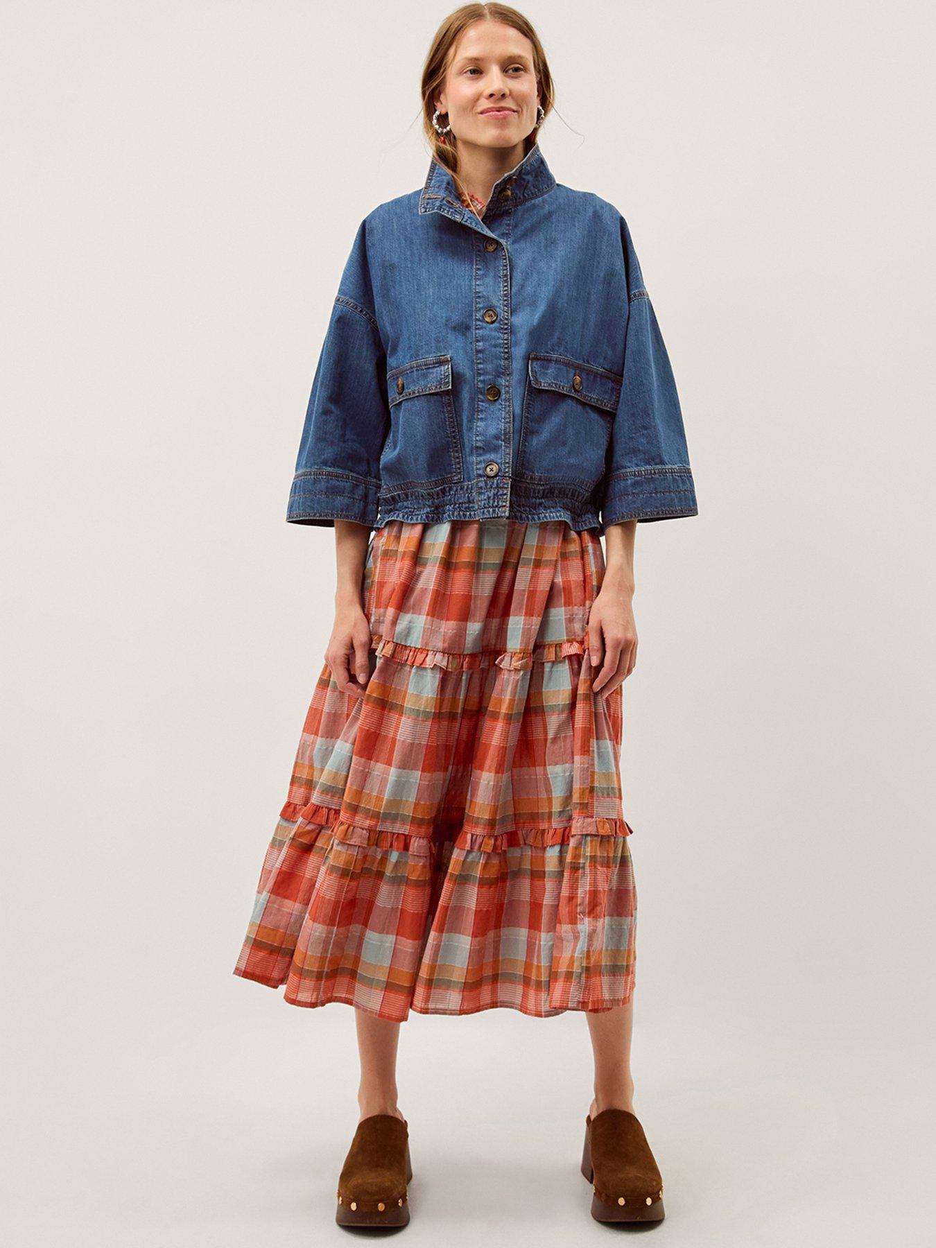 Monsoon Gwen Funnel Neck Denim Jacket - Blue