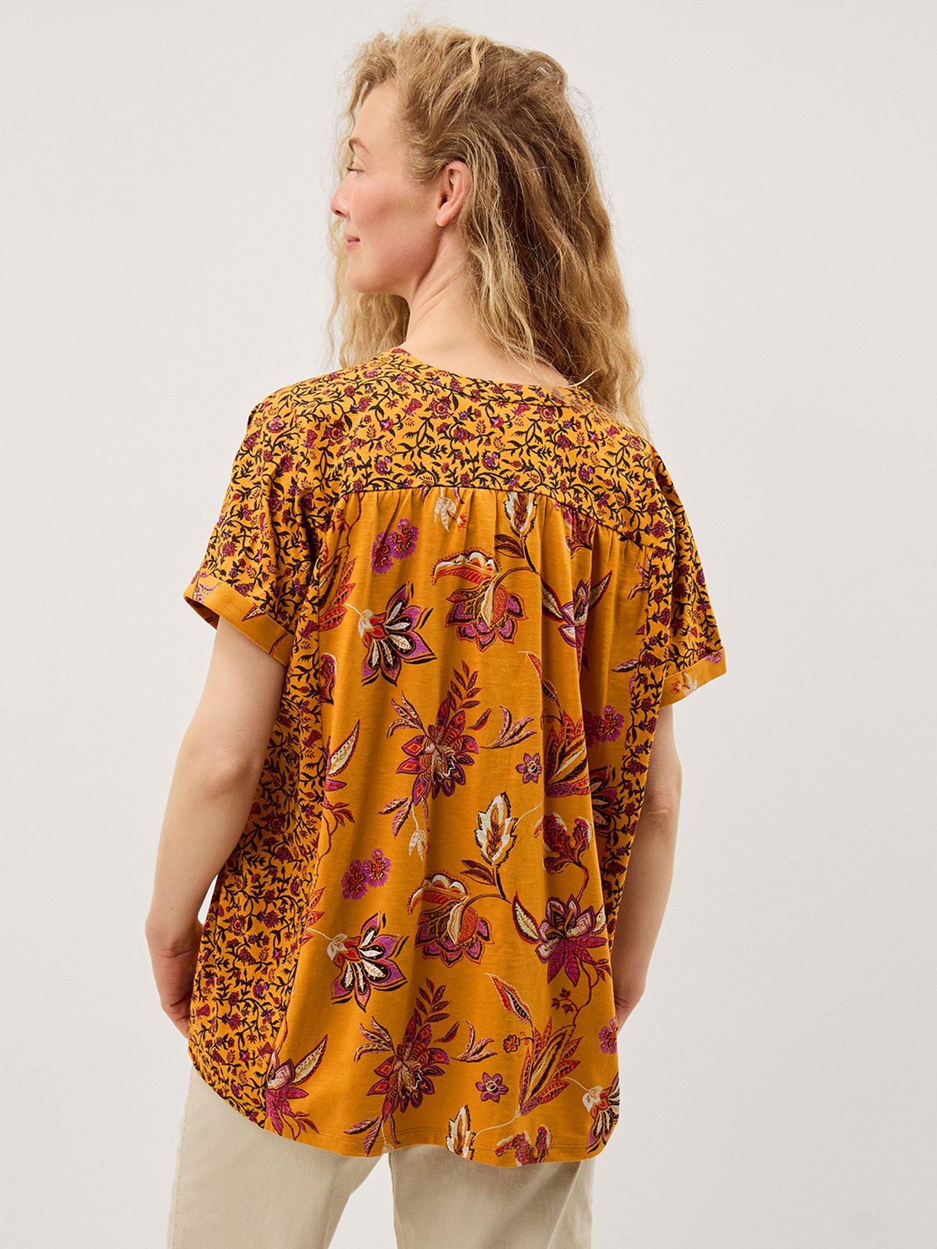Image 2 of 4 of Monsoon Zainab Print Jersey Top - Orange