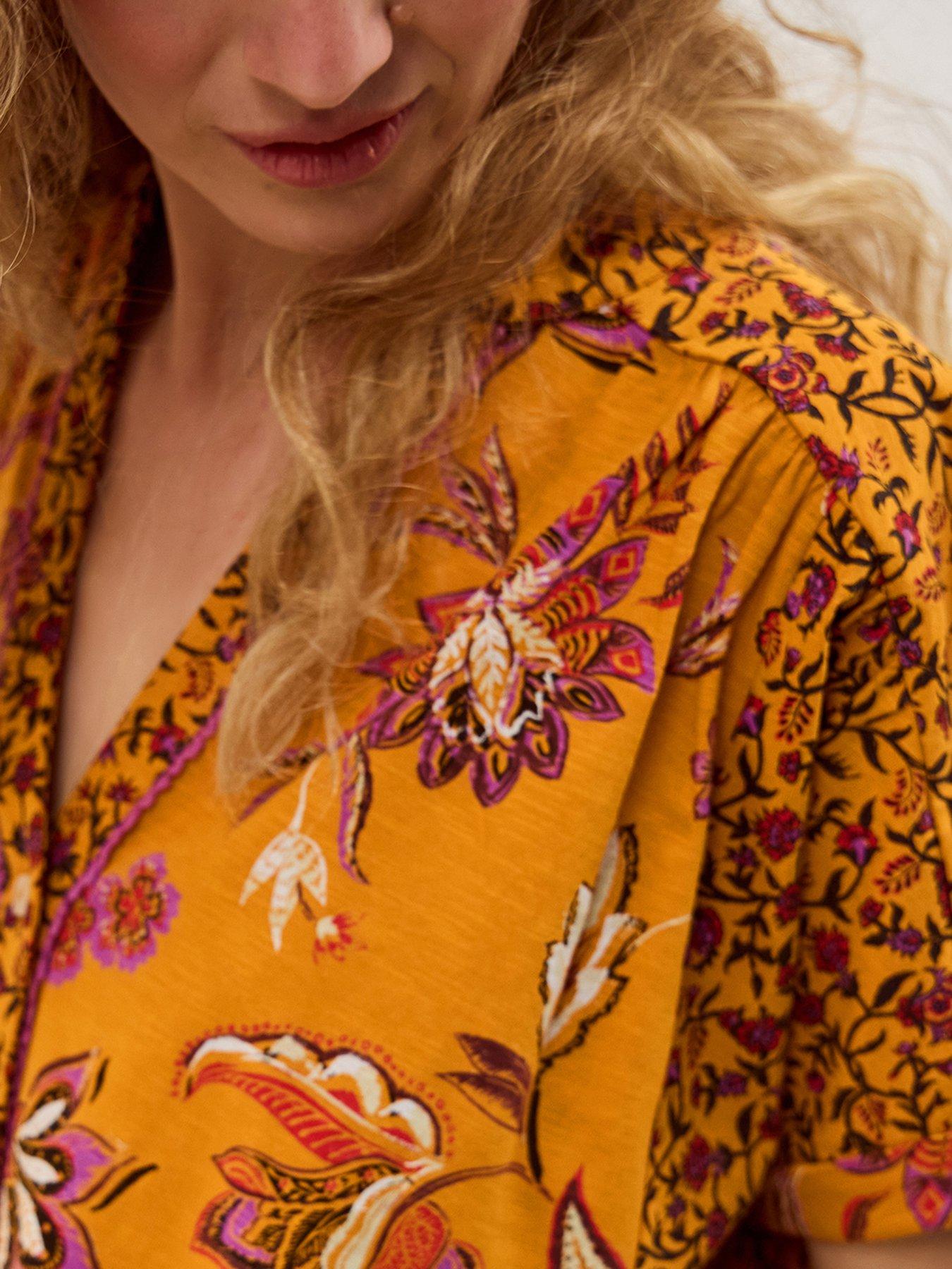 Image 4 of 4 of Monsoon Zainab Print Jersey Top - Orange