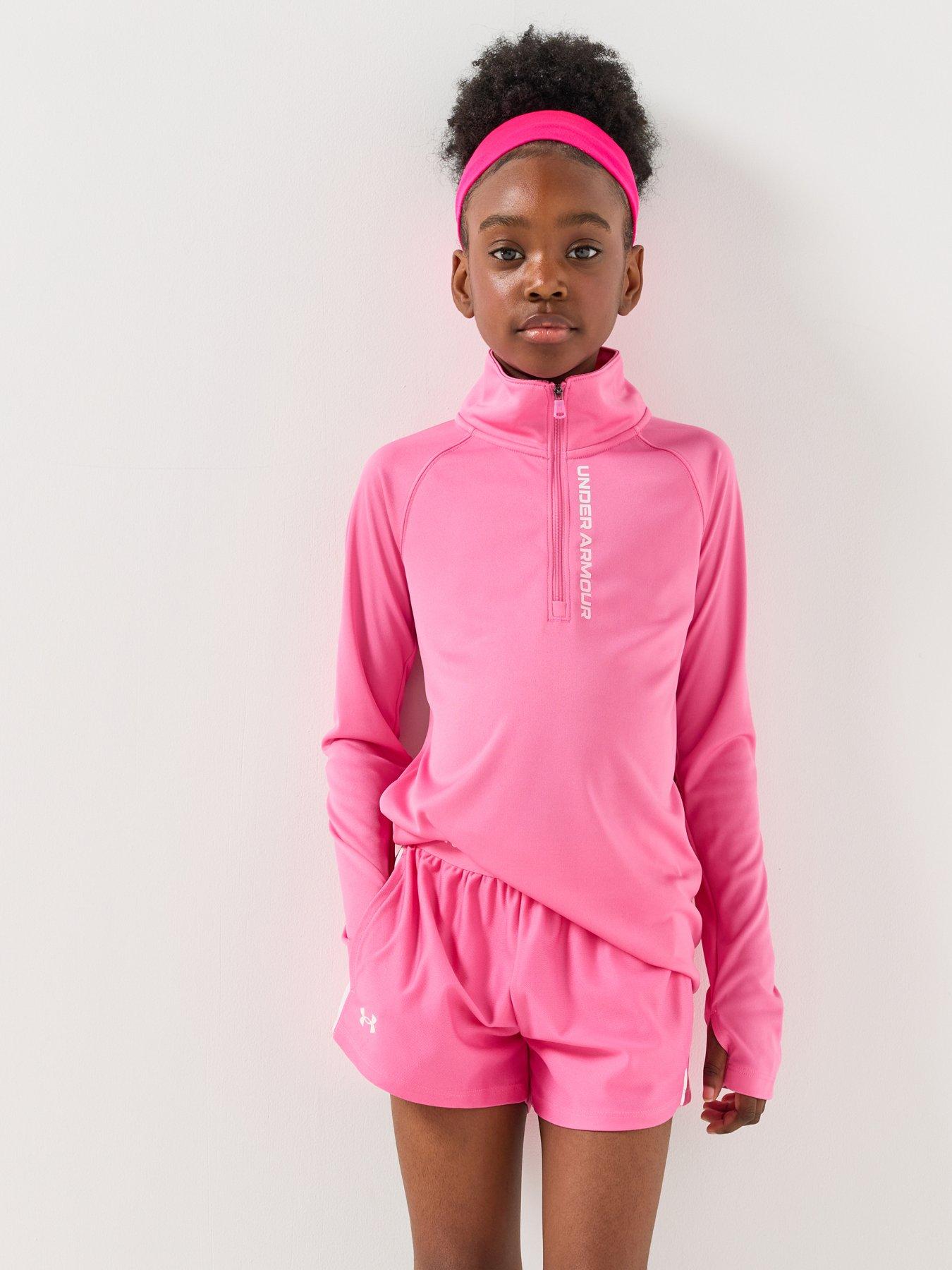 Under Armour Girls Tech Branded Half Zip Training Top - Pink