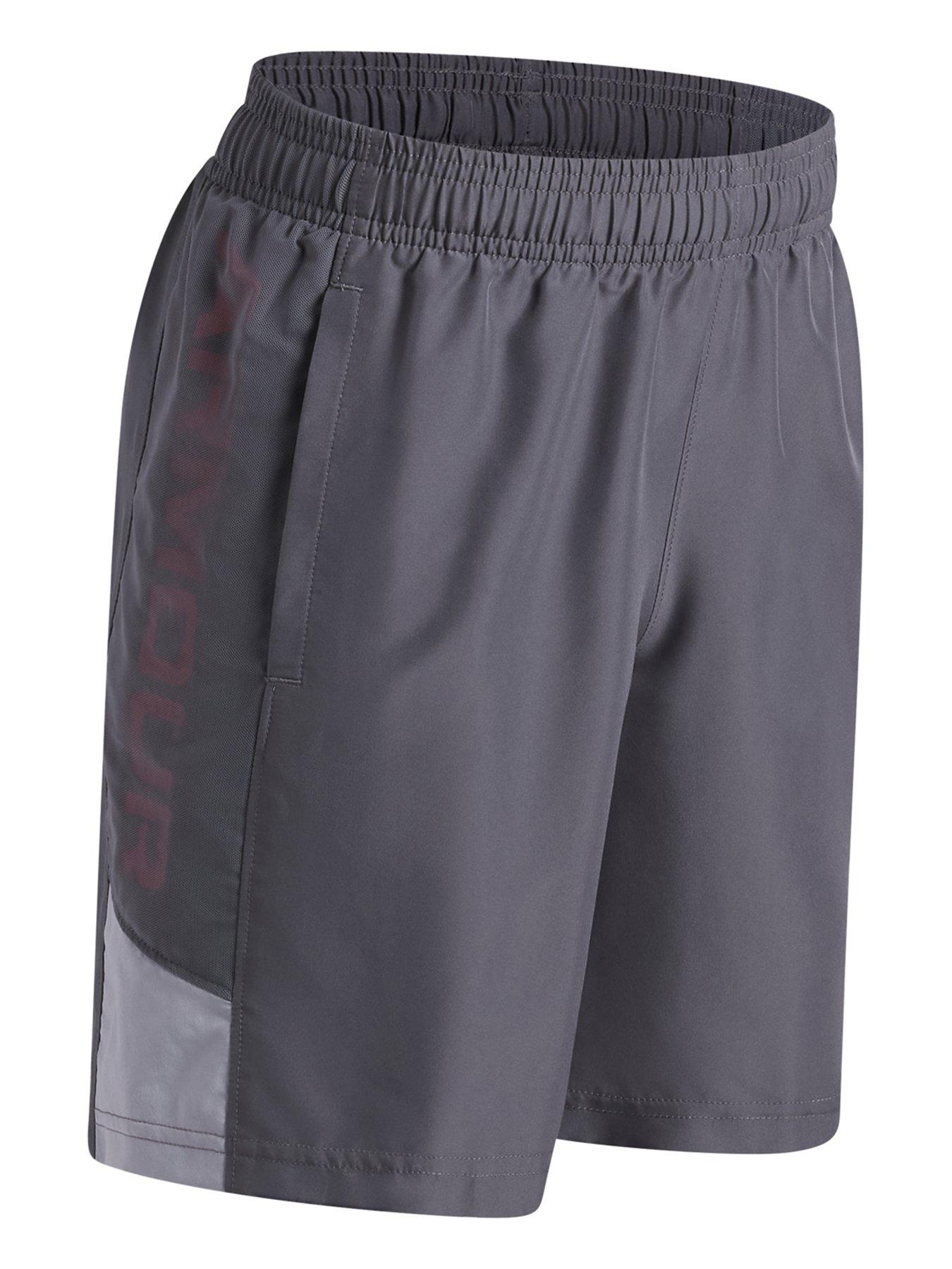 Image 3 of 3 of UNDER ARMOUR Boys Lightweight Woven Elasticated Waist Sports Shorts - Grey