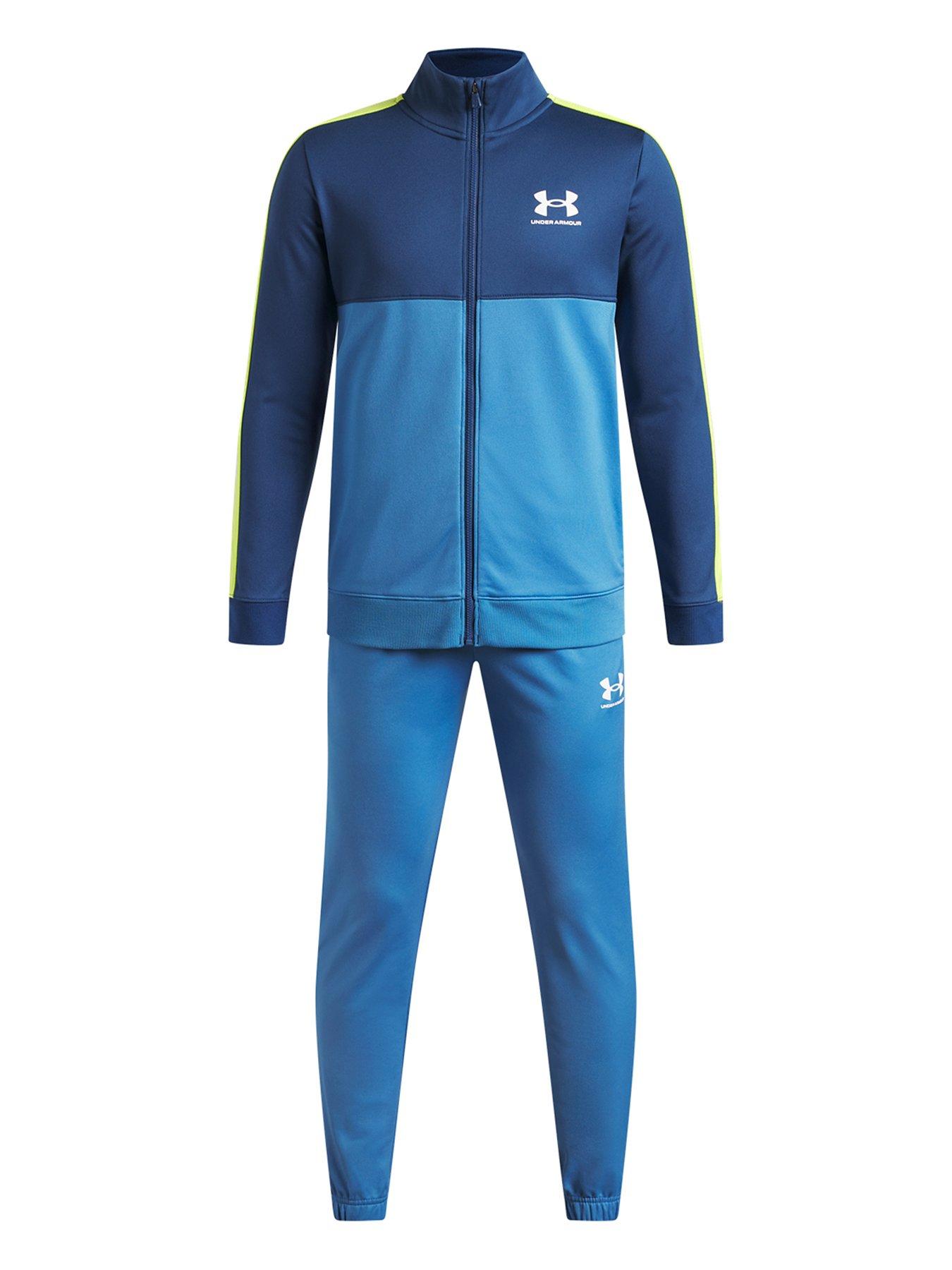 UNDER ARMOUR Boys Training Rival Colourblock Knit Track Suit - Blue