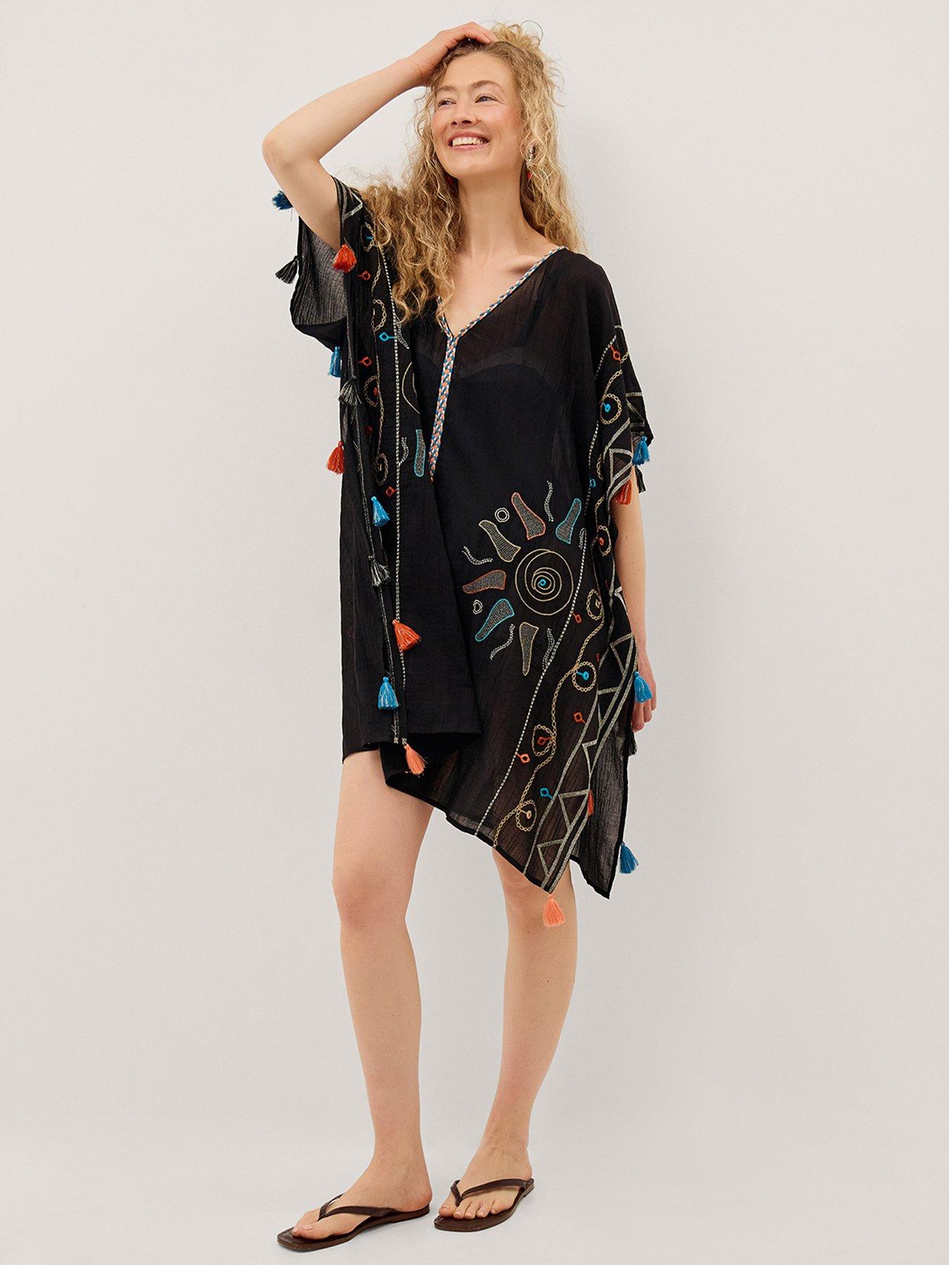 Monsoon Pelia Tassel Kaftan - Black