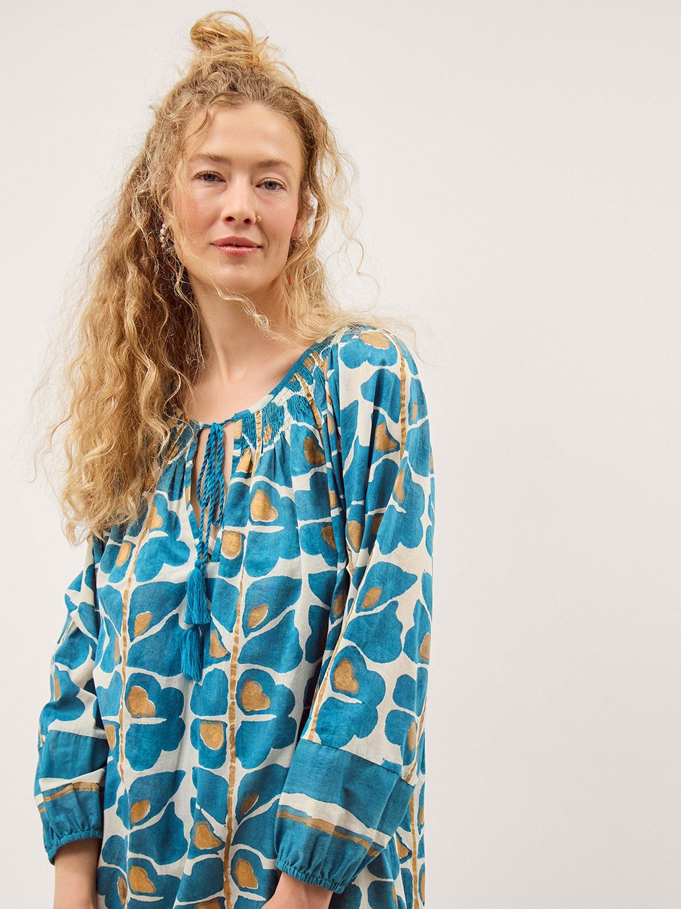 Image 3 of 5 of Monsoon Leila Print Midi Beach Dress - Green