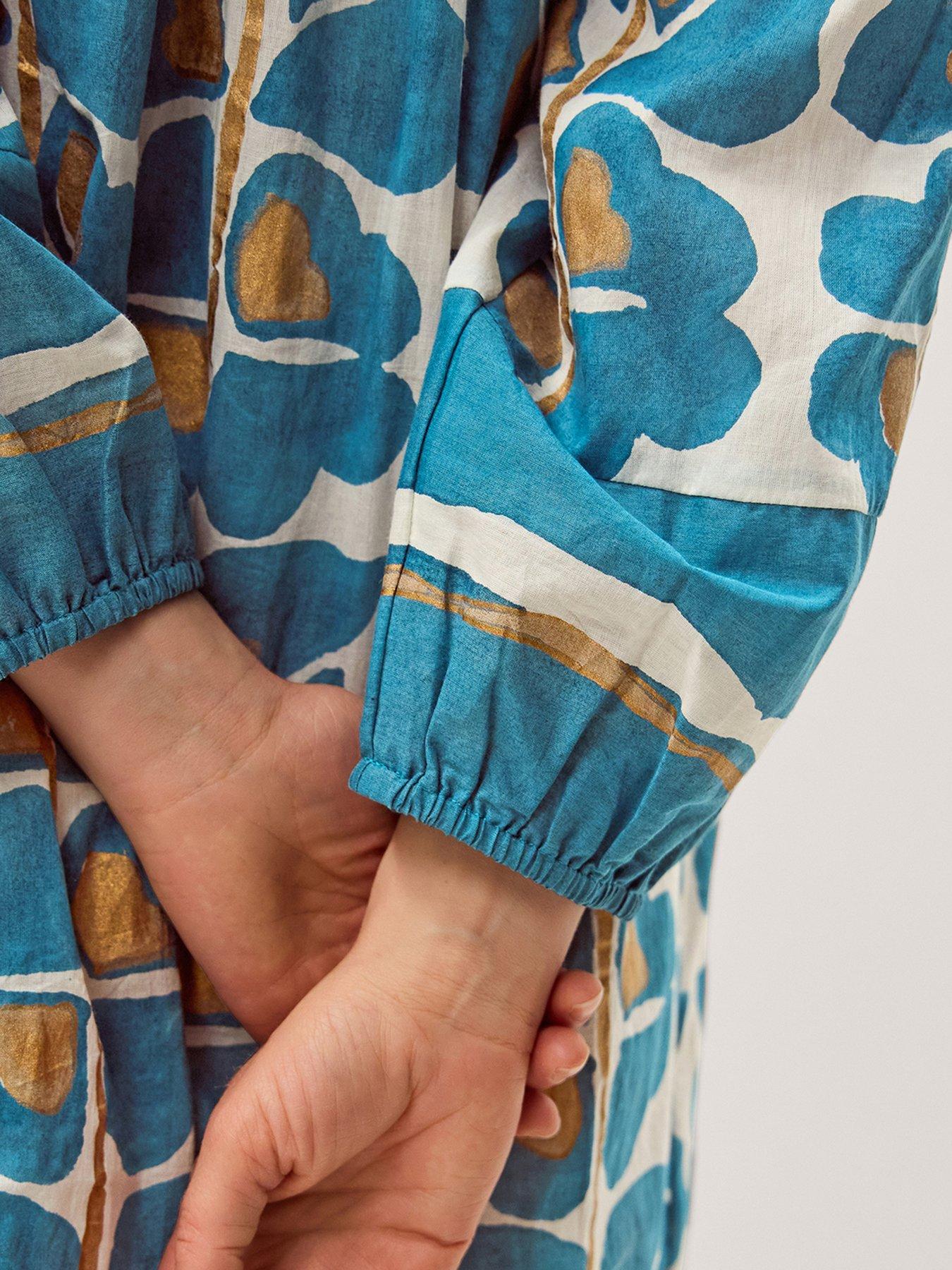 Image 4 of 5 of Monsoon Leila Print Midi Beach Dress - Green