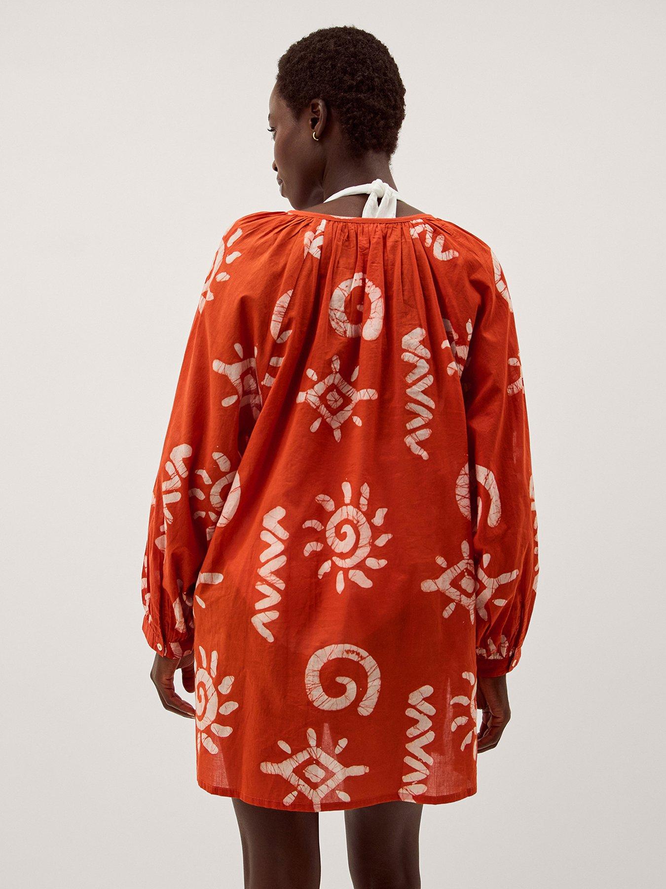 Image 2 of 6 of Monsoon Mafalda Sun Print Mini Kaftan - Orange