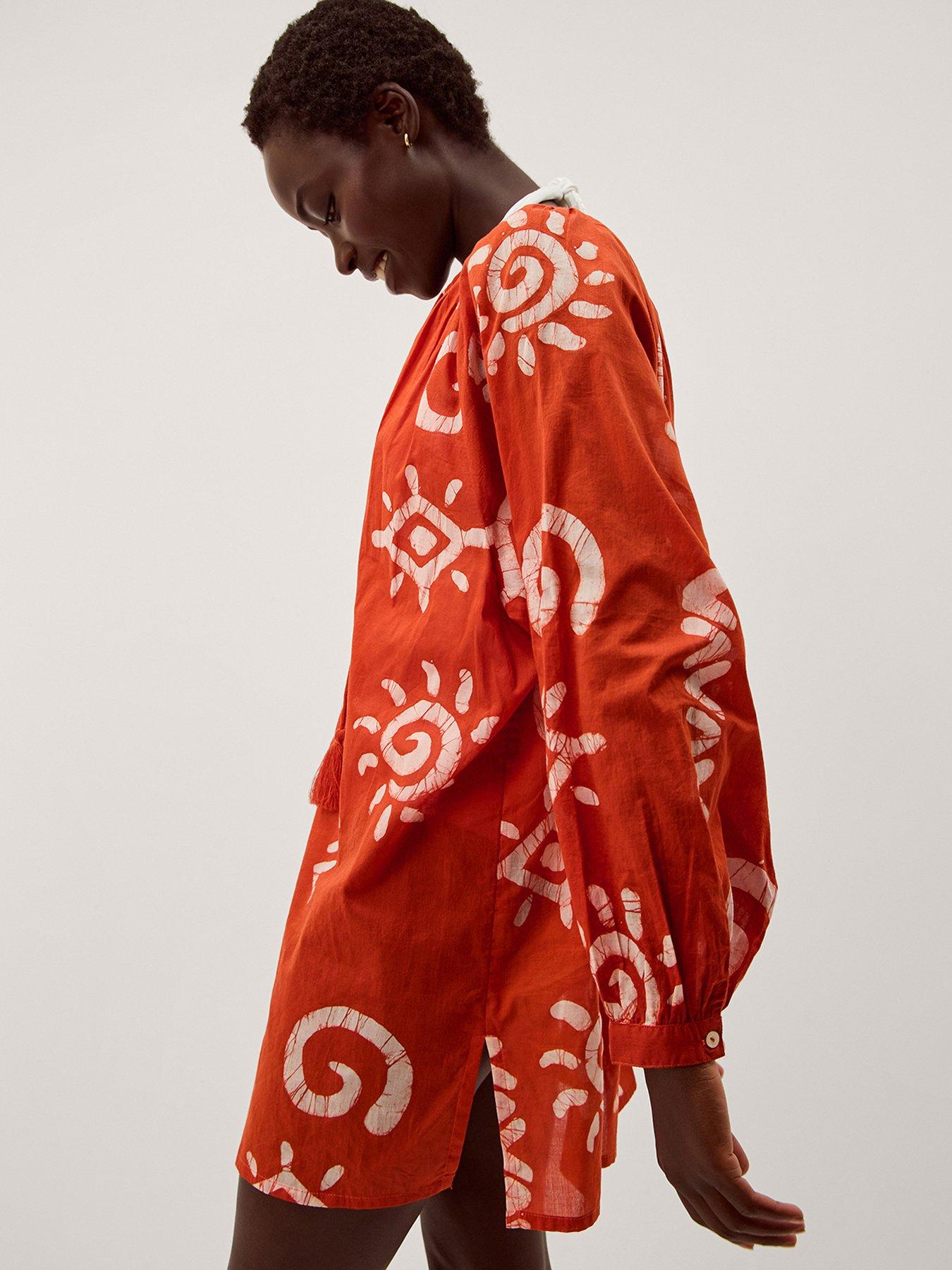Image 3 of 6 of Monsoon Mafalda Sun Print Mini Kaftan - Orange