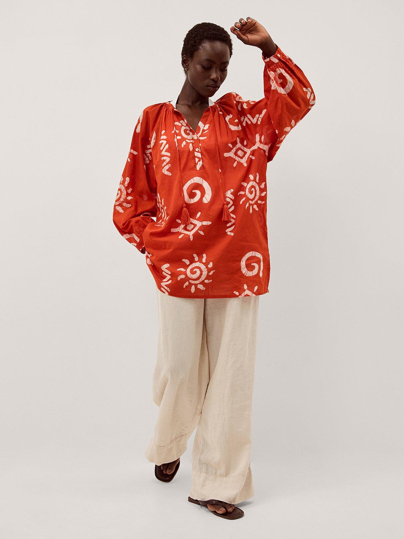 Image 5 of 6 of Monsoon Mafalda Sun Print Mini Kaftan - Orange