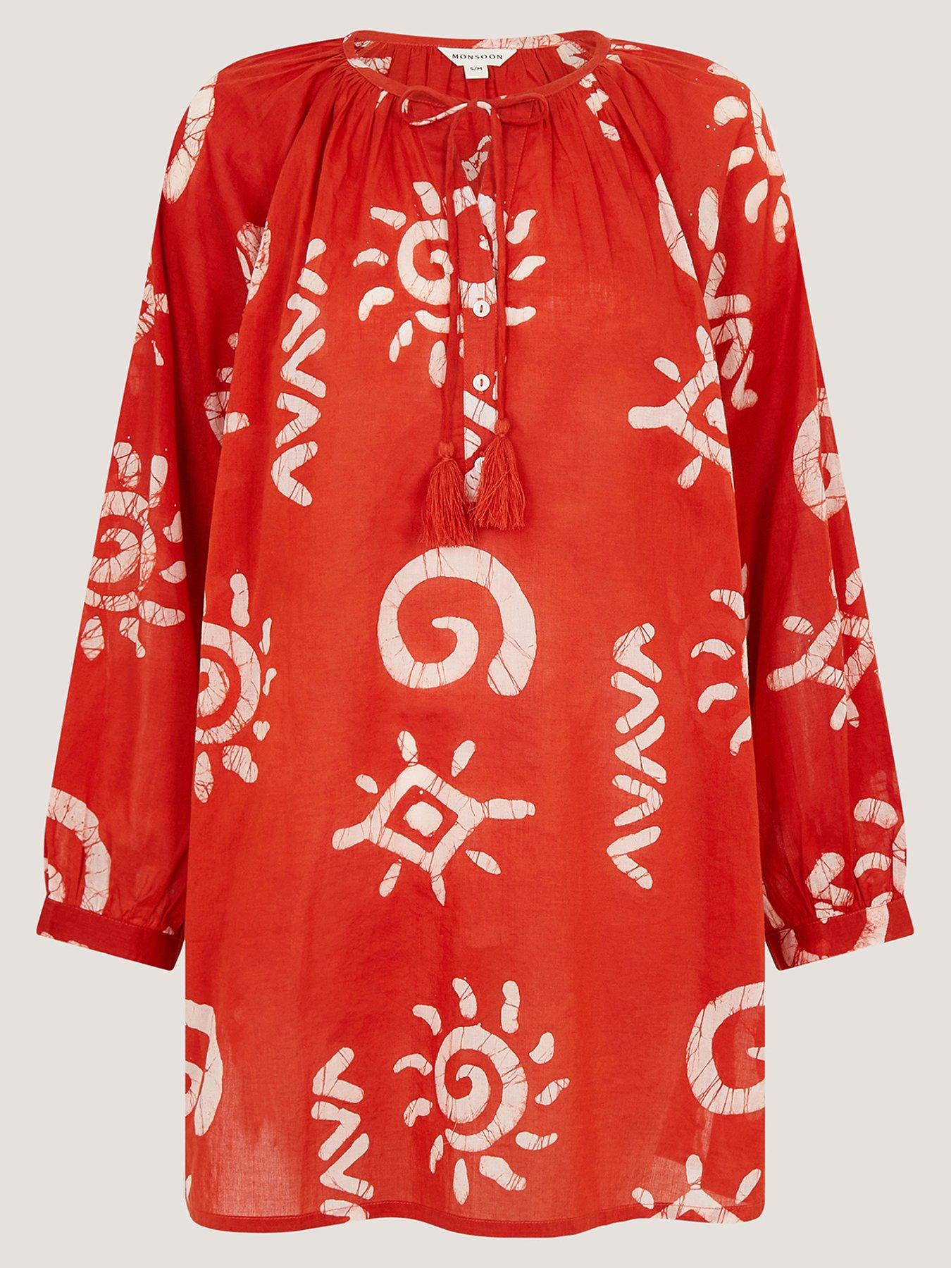 Image 6 of 6 of Monsoon Mafalda Sun Print Mini Kaftan - Orange