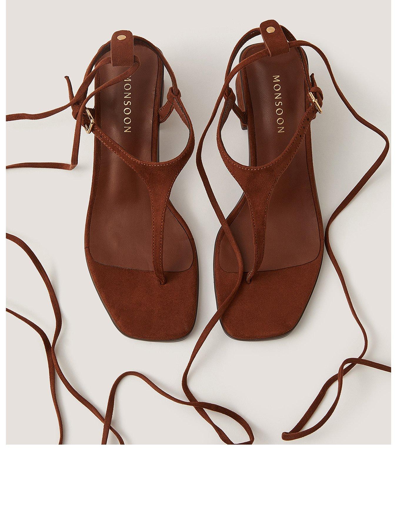 Monsoon Hatty Toe Post Tie Heels - Brown