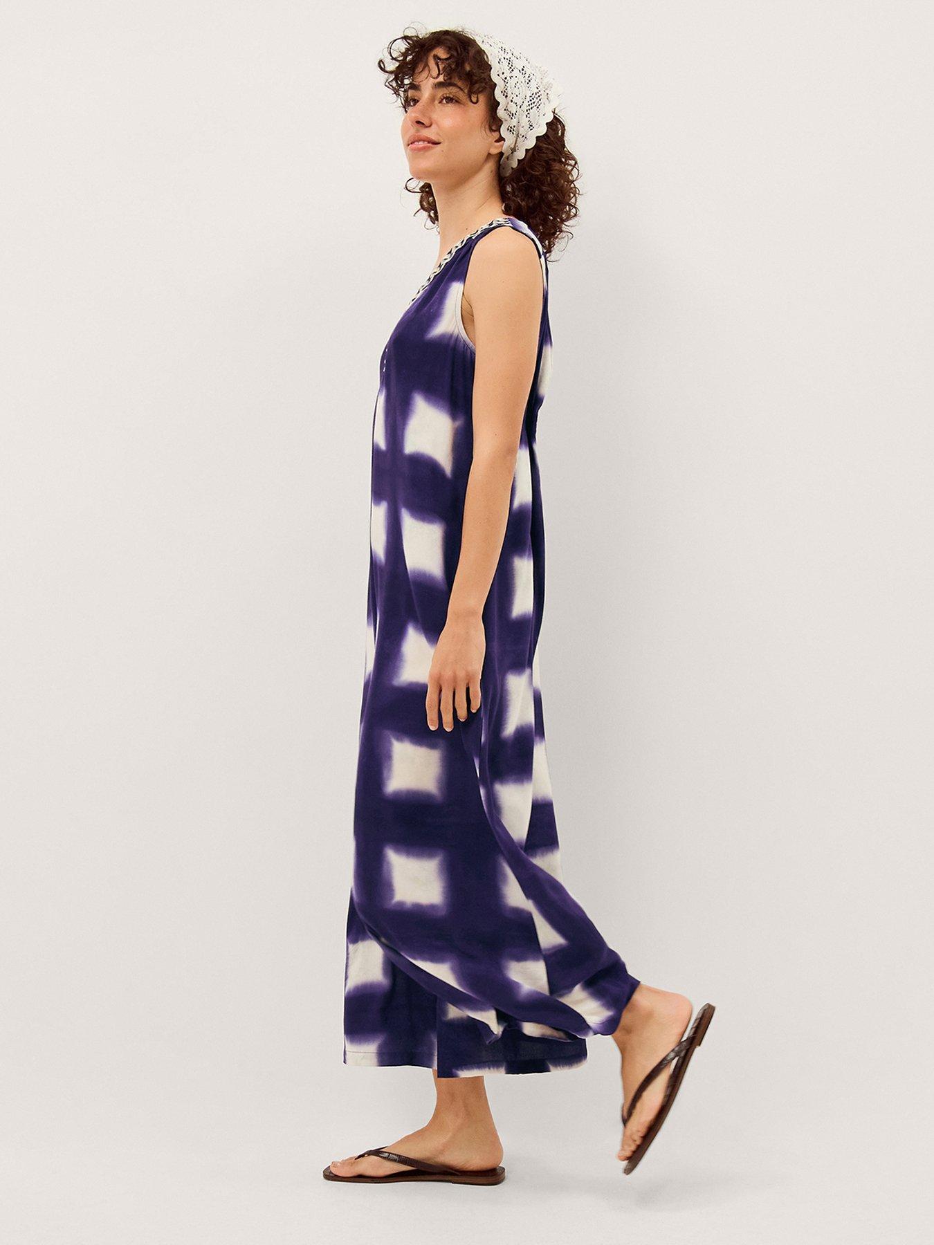 Image 1 of 4 of Monsoon Halia Artisanal Tie-Dye Jumpsuit - Navy Blue