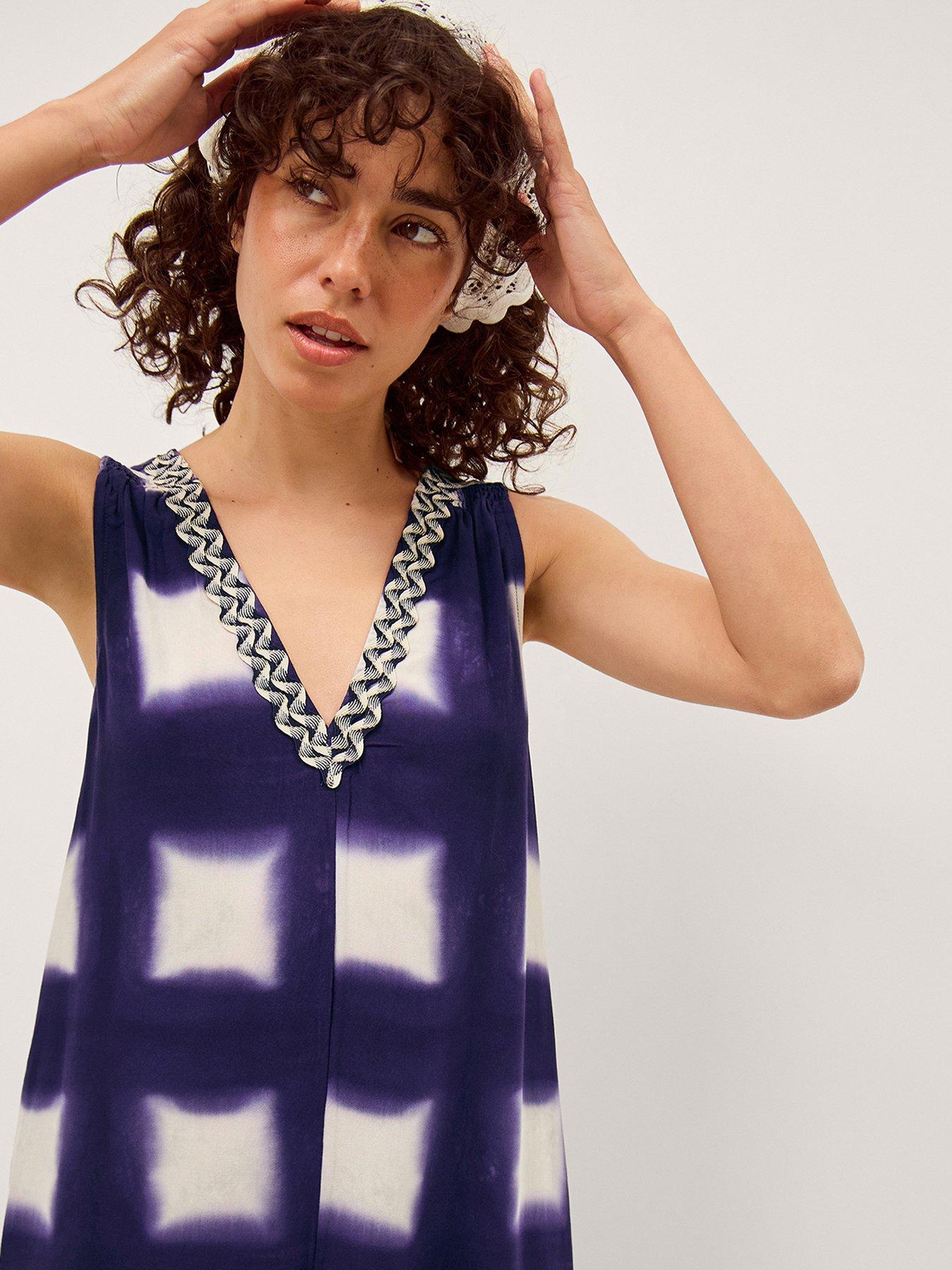Image 3 of 4 of Monsoon Halia Artisanal Tie-Dye Jumpsuit - Navy Blue