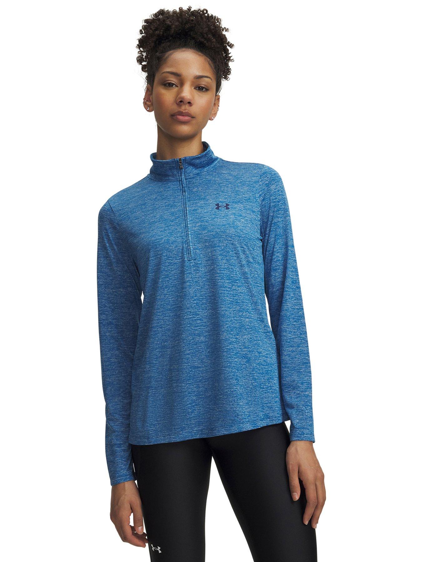 UNDER ARMOUR Women's Tech Twist 1/2 Zip Training Top - Aegean Blue / Blackout Navy