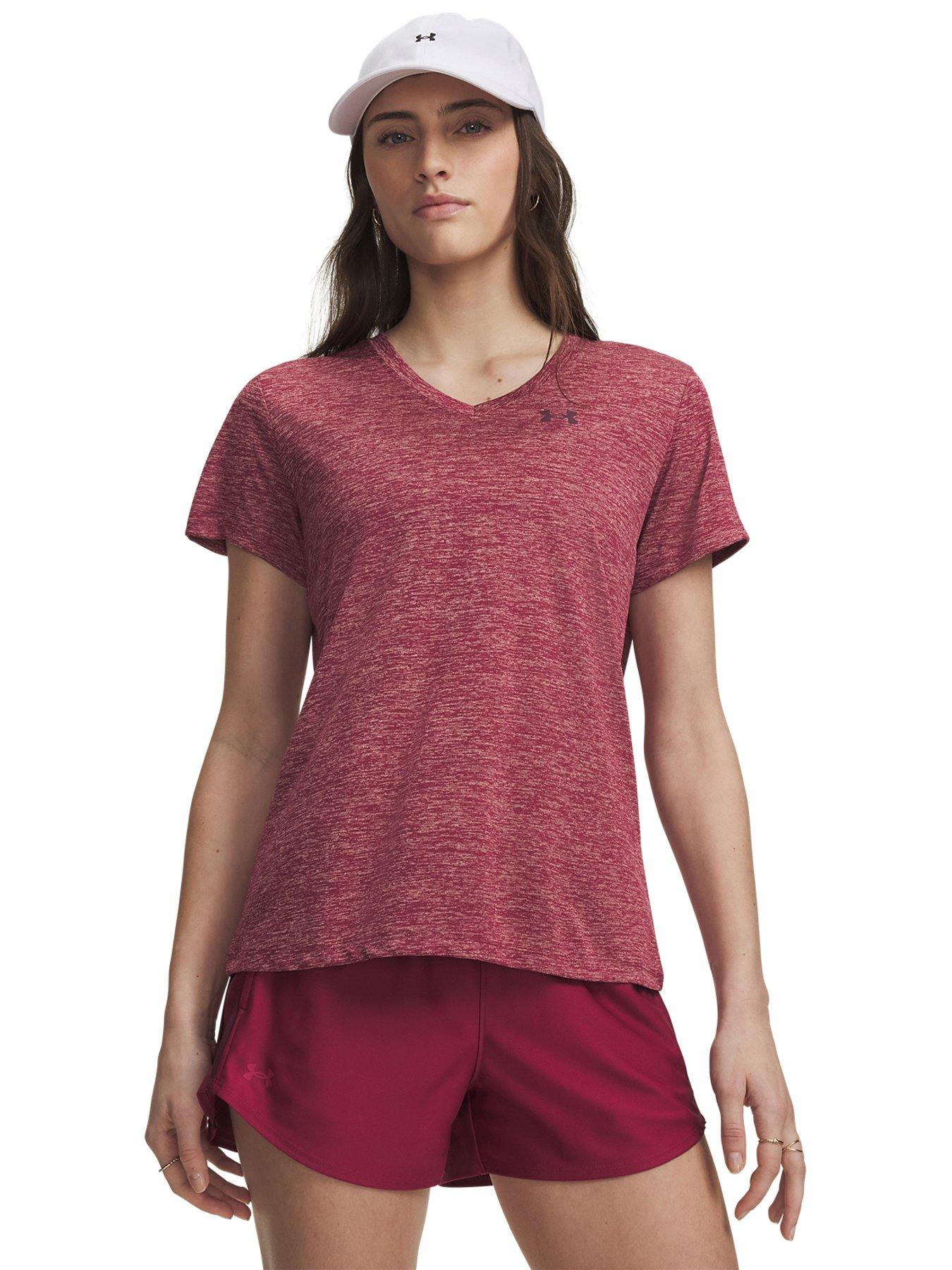 UNDER ARMOUR Womens Training Tech T-shirt V Neck - Red