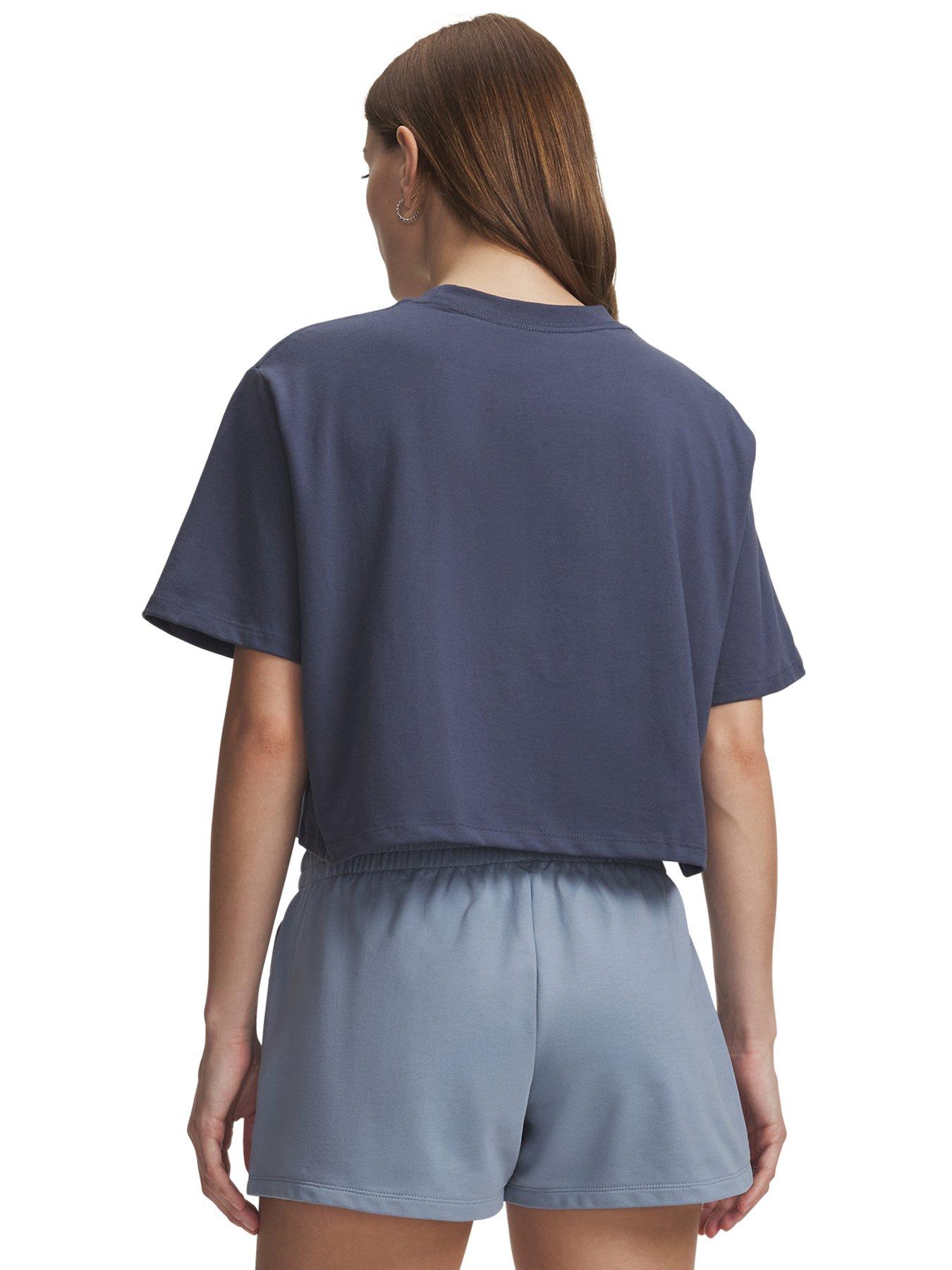 Image 2 of 3 of UNDER ARMOUR Women's Oversized Cotton Blend T-Shirt with Ribbed Crew Neck - Grey