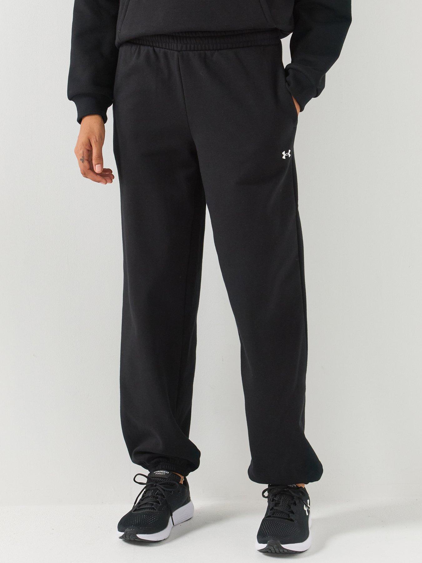 Image 1 of 6 of UNDER ARMOUR Womens Training Icon Fleece Tapered Jogging Bottoms - Black