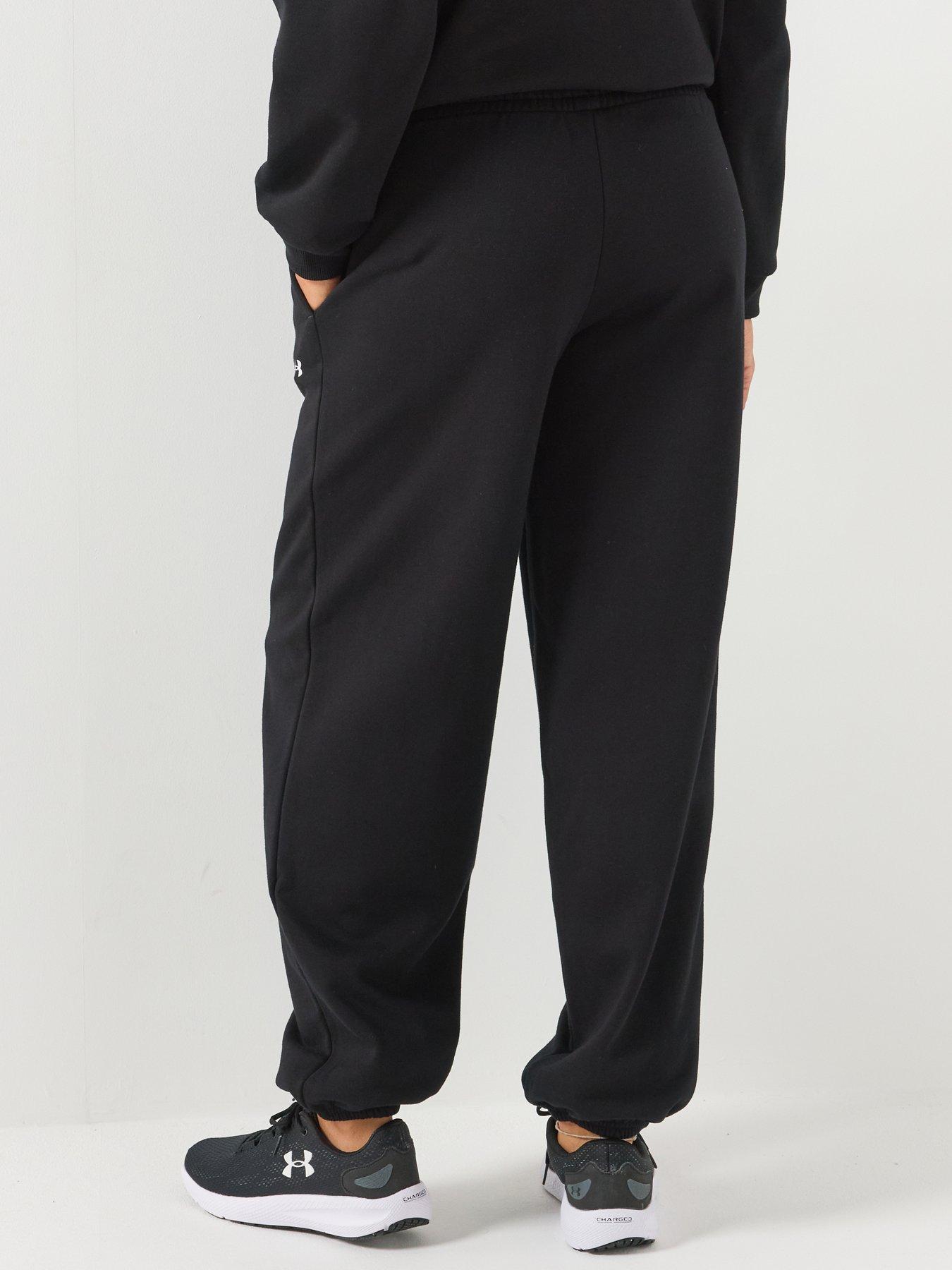 Image 2 of 6 of UNDER ARMOUR Womens Training Icon Fleece Tapered Jogging Bottoms - Black
