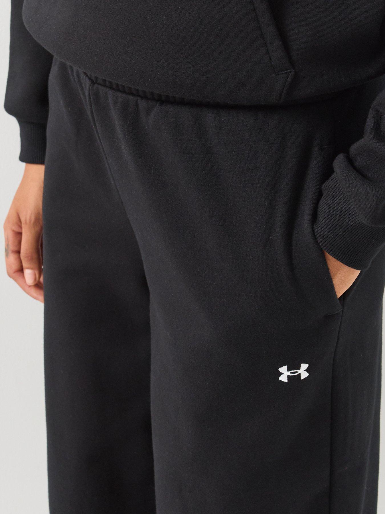 Image 4 of 6 of UNDER ARMOUR Womens Training Icon Fleece Tapered Jogging Bottoms - Black