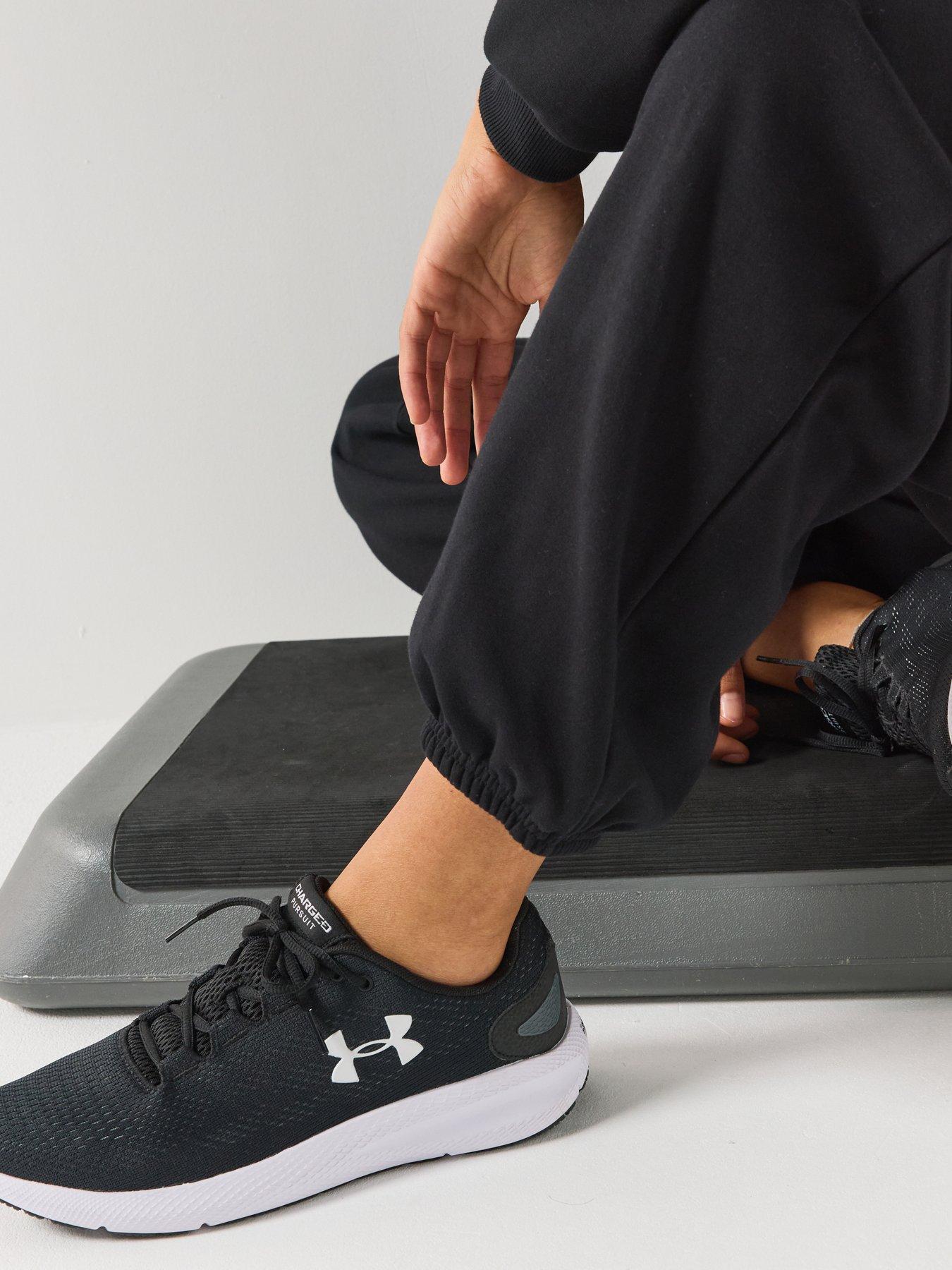 Image 5 of 6 of UNDER ARMOUR Womens Training Icon Fleece Tapered Jogging Bottoms - Black