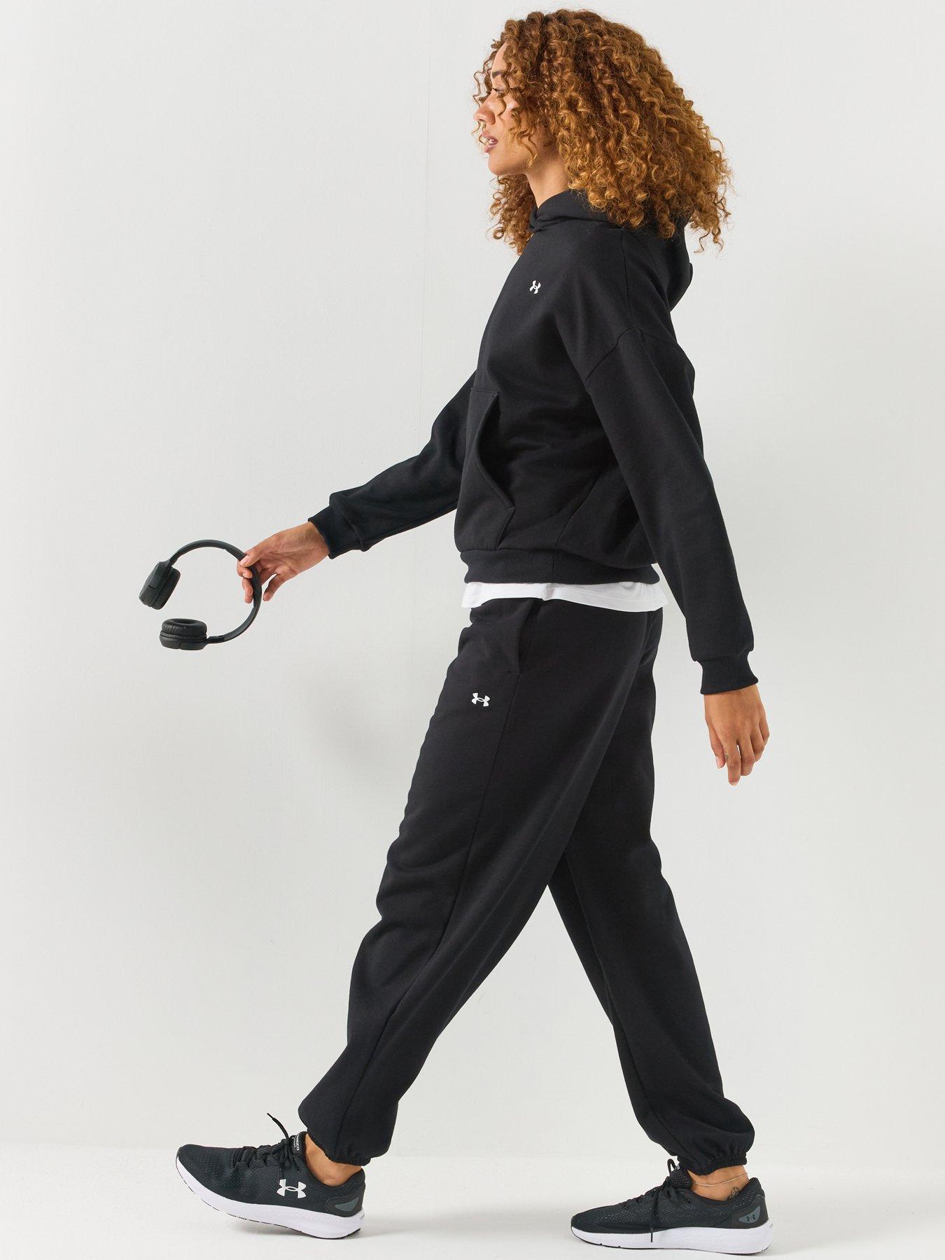 Image 6 of 6 of UNDER ARMOUR Womens Training Icon Fleece Tapered Jogging Bottoms - Black