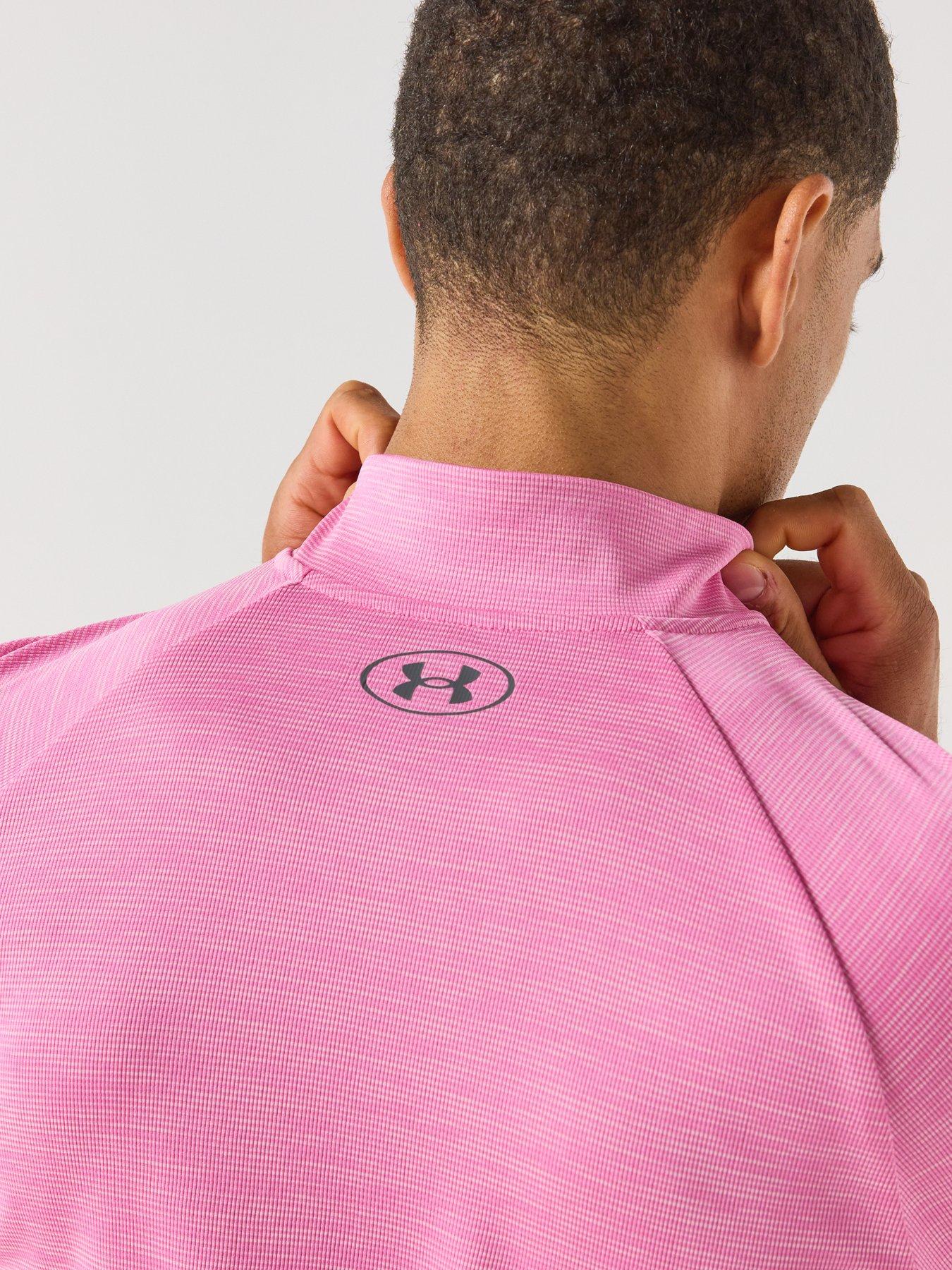 Image 5 of 6 of UNDER ARMOUR Men's Tech Textured 1/2 Zip - Pink