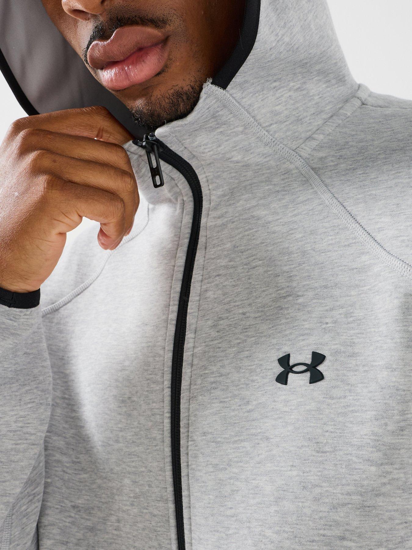 Image 4 of 6 of UNDER ARMOUR Mens Unstoppable Fleece Stretch Full Zip Jacket - Grey