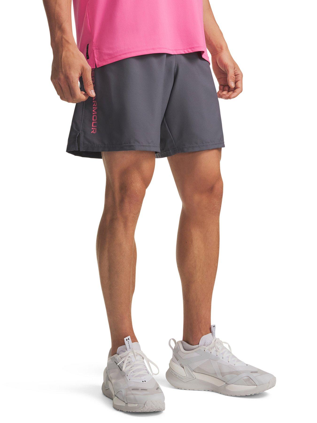 UNDER ARMOUR Men's Training Tech Woven Wordmark Shorts, Grey, Size M, Men