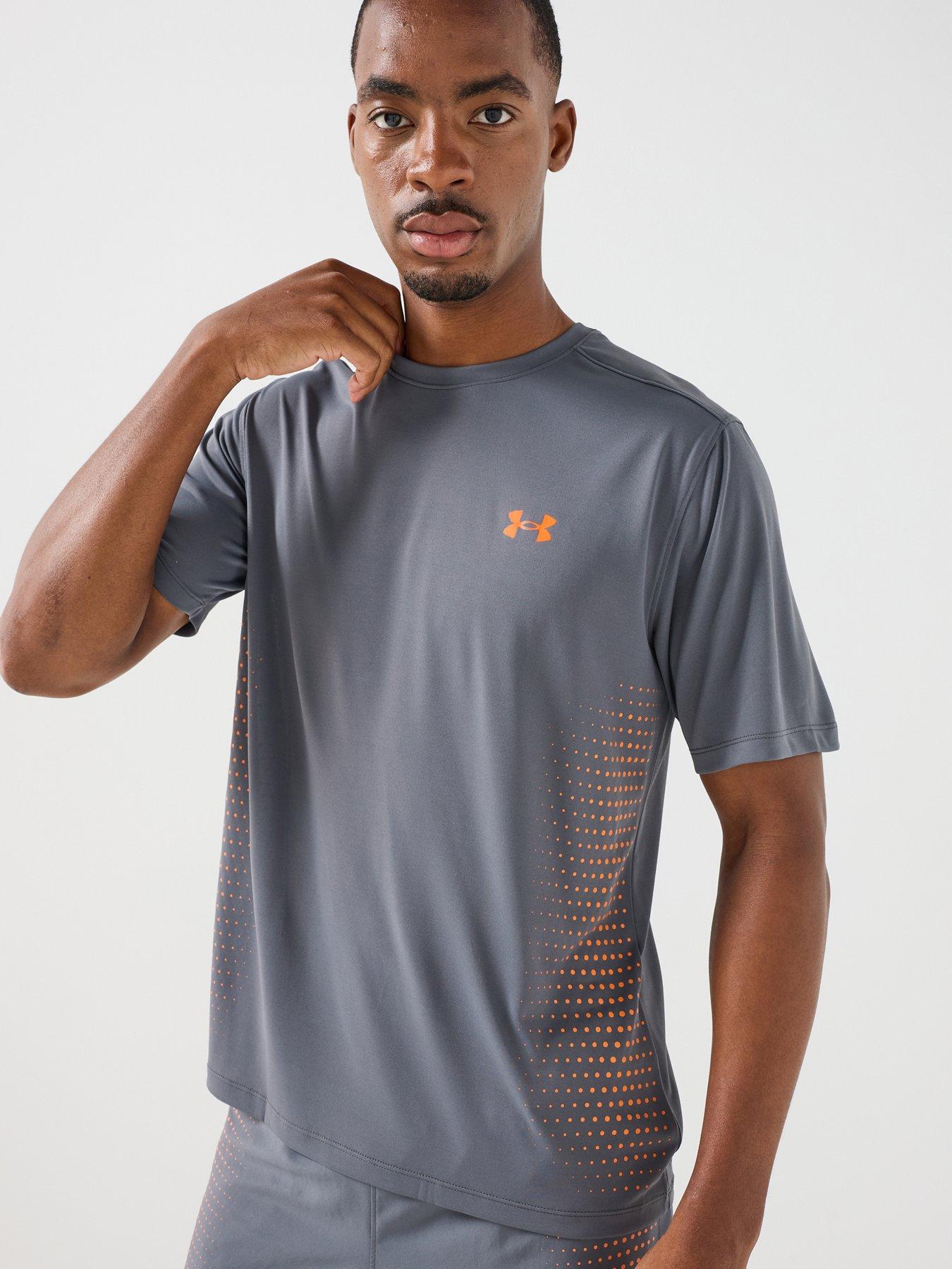 UNDER ARMOUR Mens Training Tech Play T-Shirt - Grey/Orange