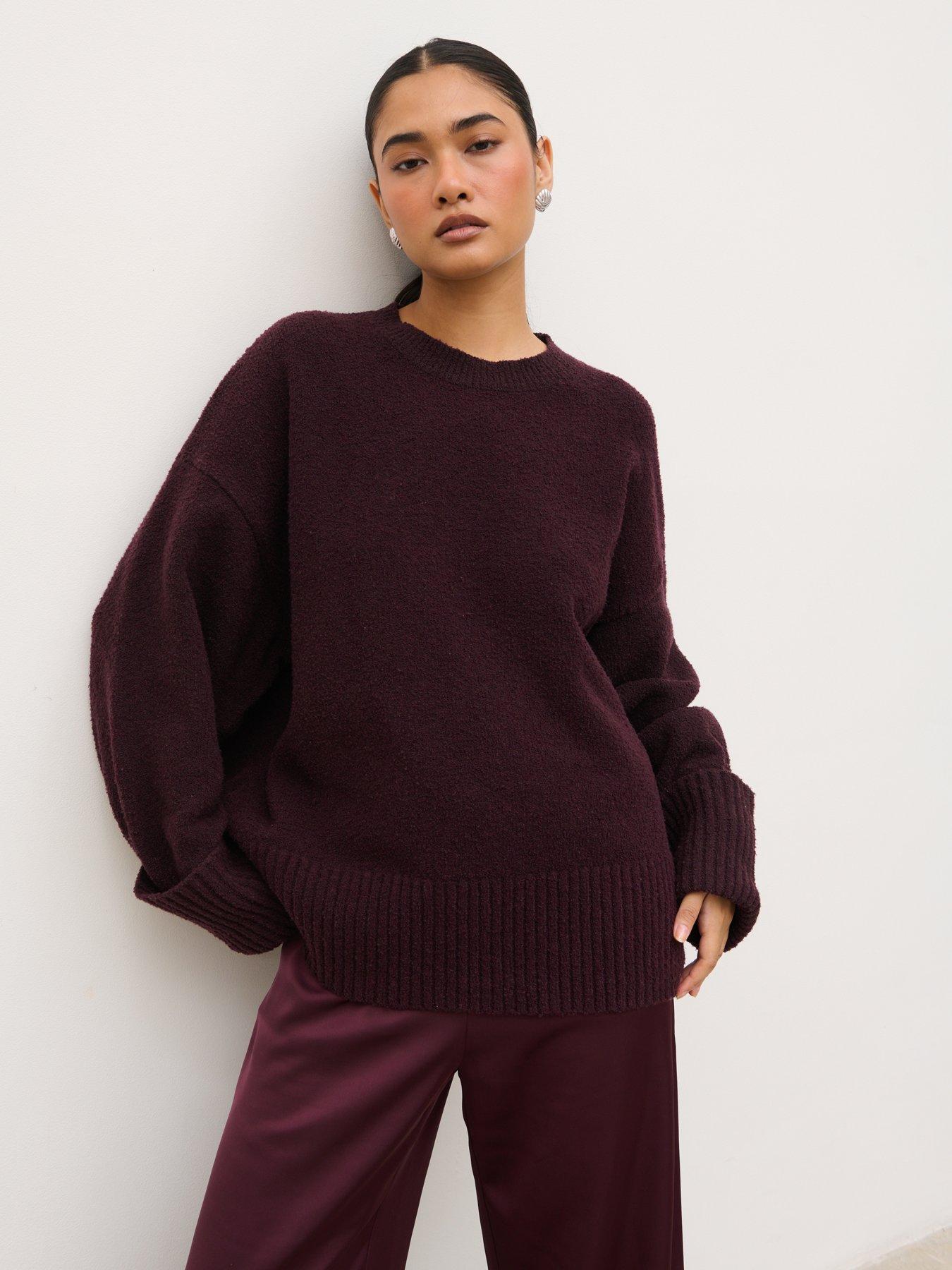 Image 1 of 4 of Pretty Lavish Camille Oversized Borg Jumper - Purple