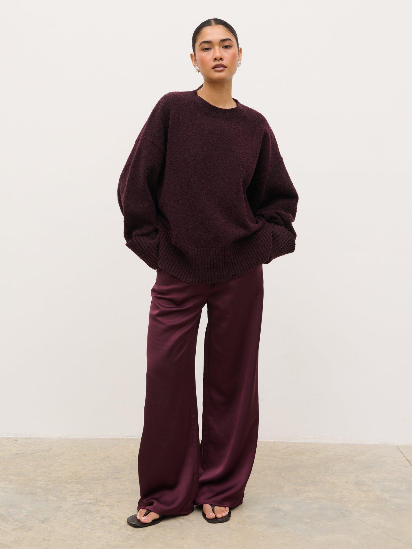 Image 3 of 4 of Pretty Lavish Camille Oversized Borg Jumper - Purple