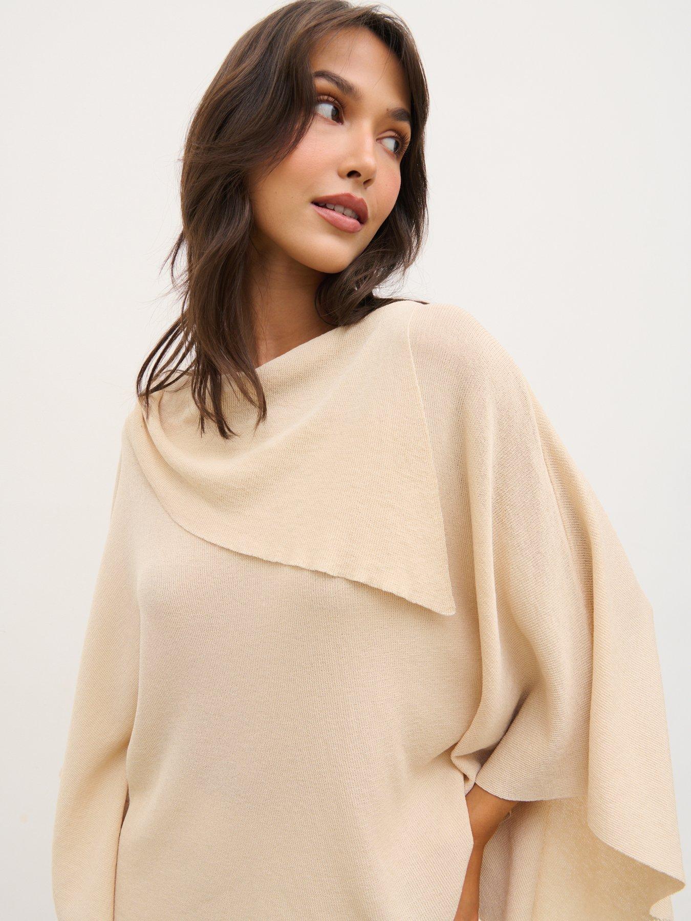 Image 1 of 4 of Pretty Lavish Amina Draped Knit Top - Beige