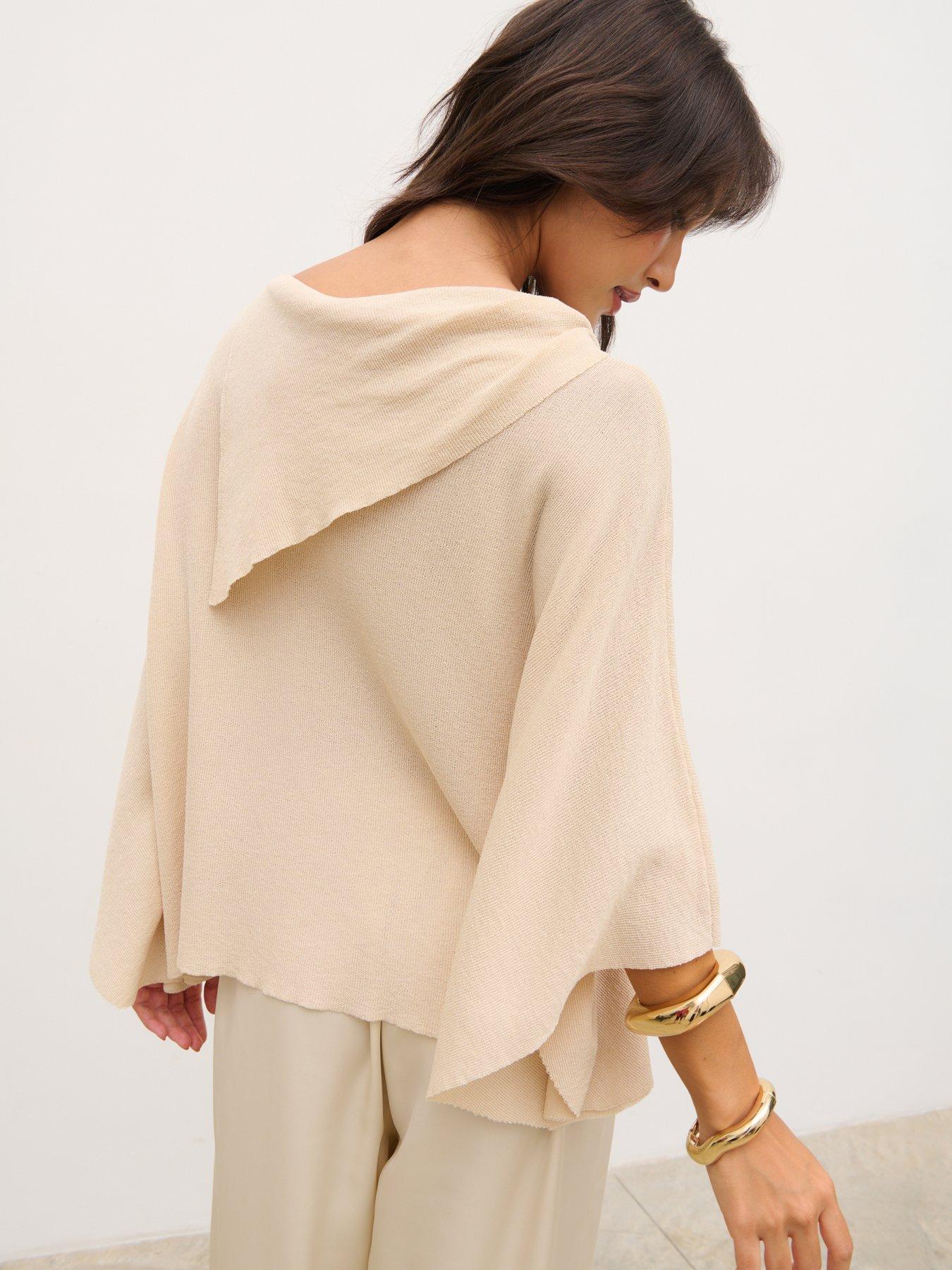 Image 2 of 4 of Pretty Lavish Amina Draped Knit Top - Beige