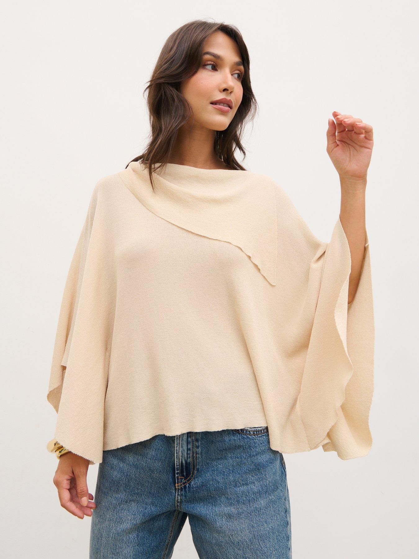 Image 4 of 4 of Pretty Lavish Amina Draped Knit Top - Beige