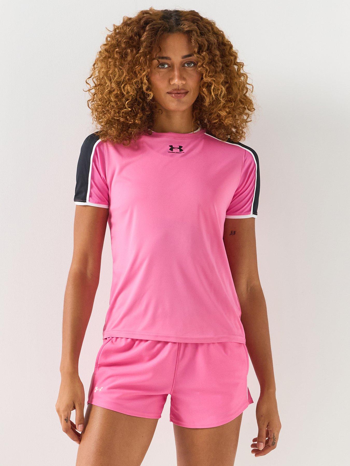 UNDER ARMOUR Womens Challenger Train Short Sleeve Top - Pink