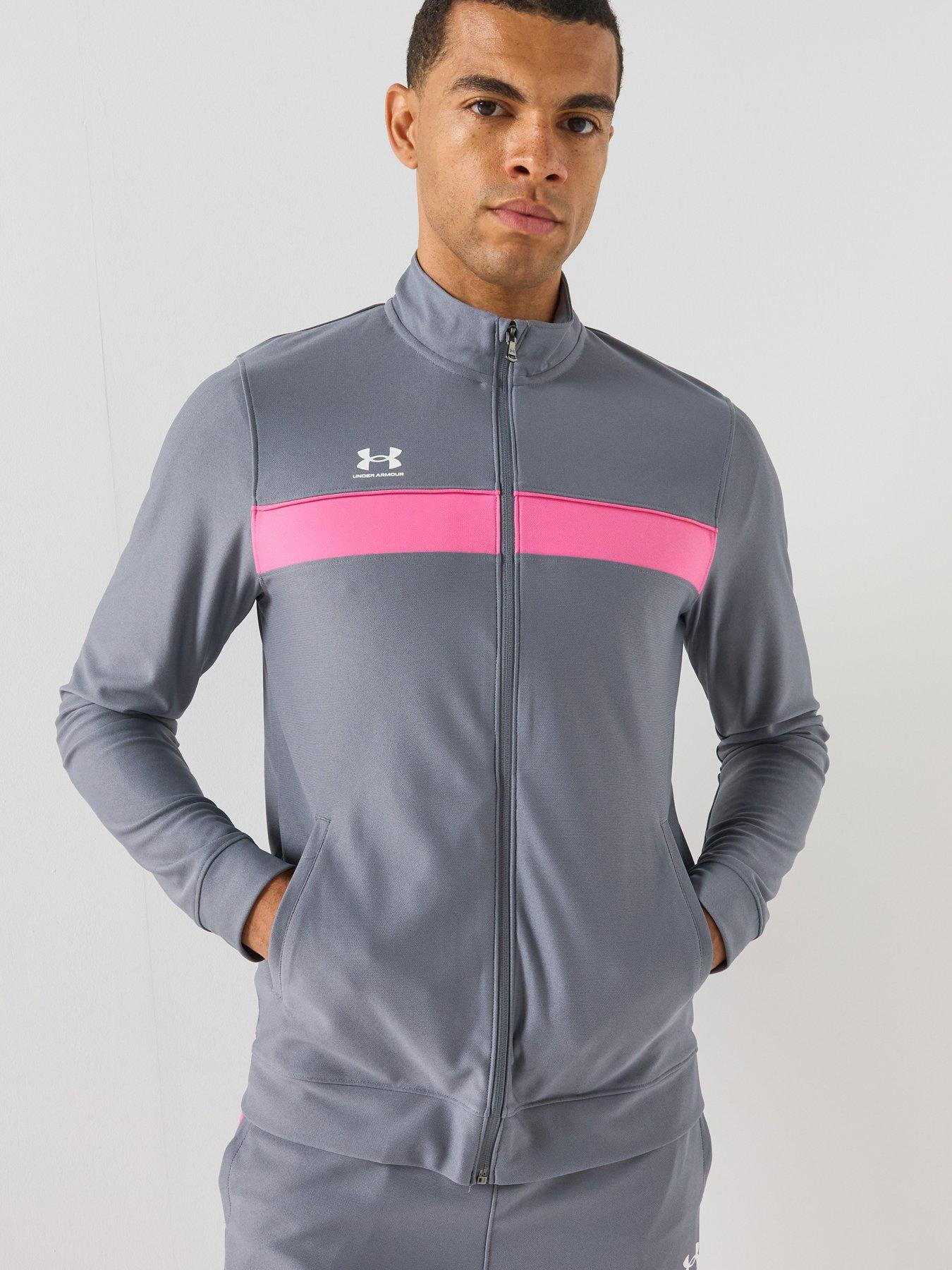 UNDER ARMOUR Mens Challenger Tracksuit - Titan Gray/Pink Frenzy/White