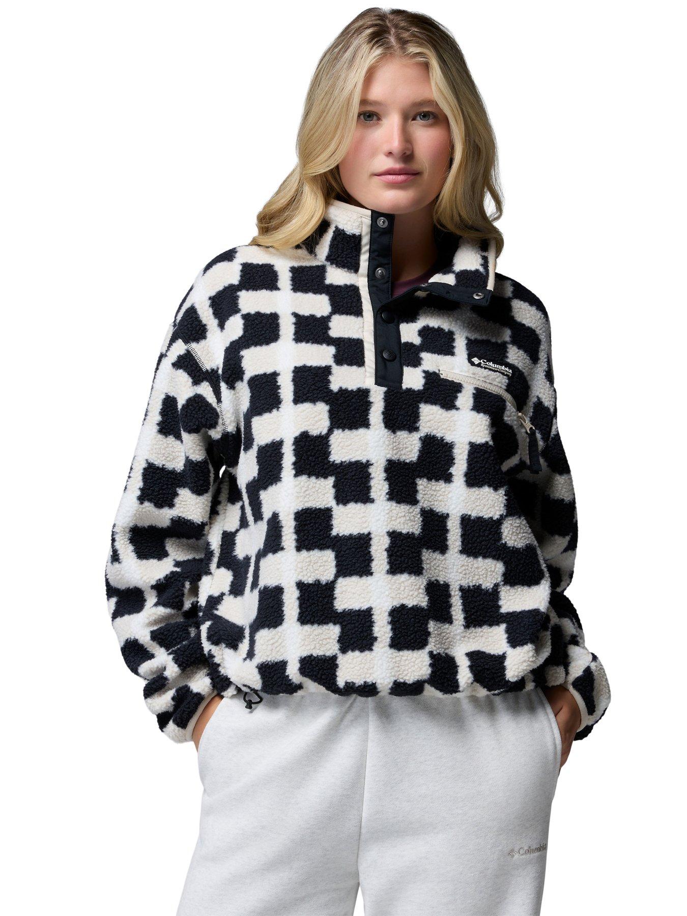 Image 1 of 6 of Columbia Womens Helvetia Ii Printed Cropped 1/2 Snap Fleece - Black