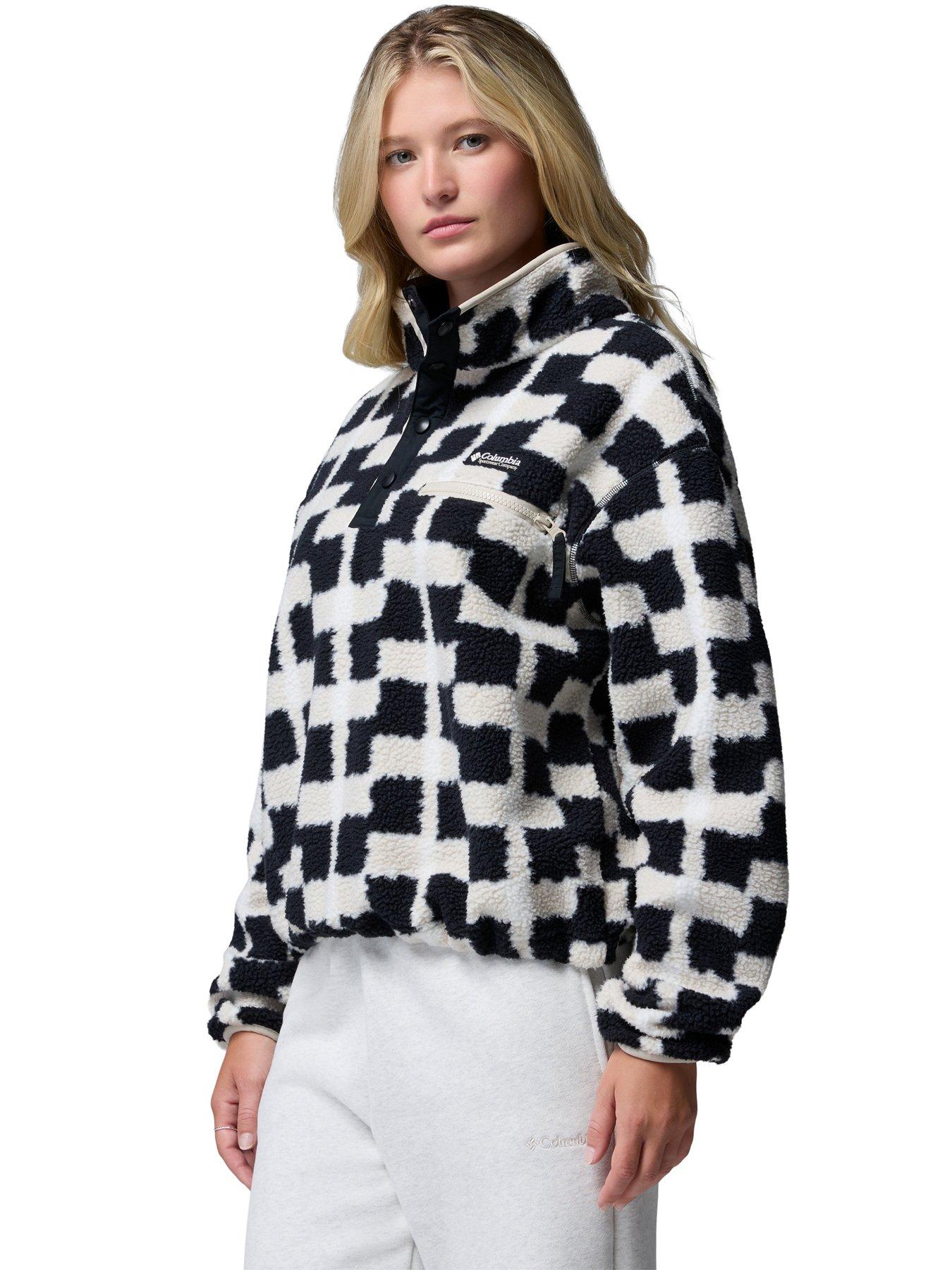 Image 4 of 6 of Columbia Womens Helvetia Ii Printed Cropped 1/2 Snap Fleece - Black