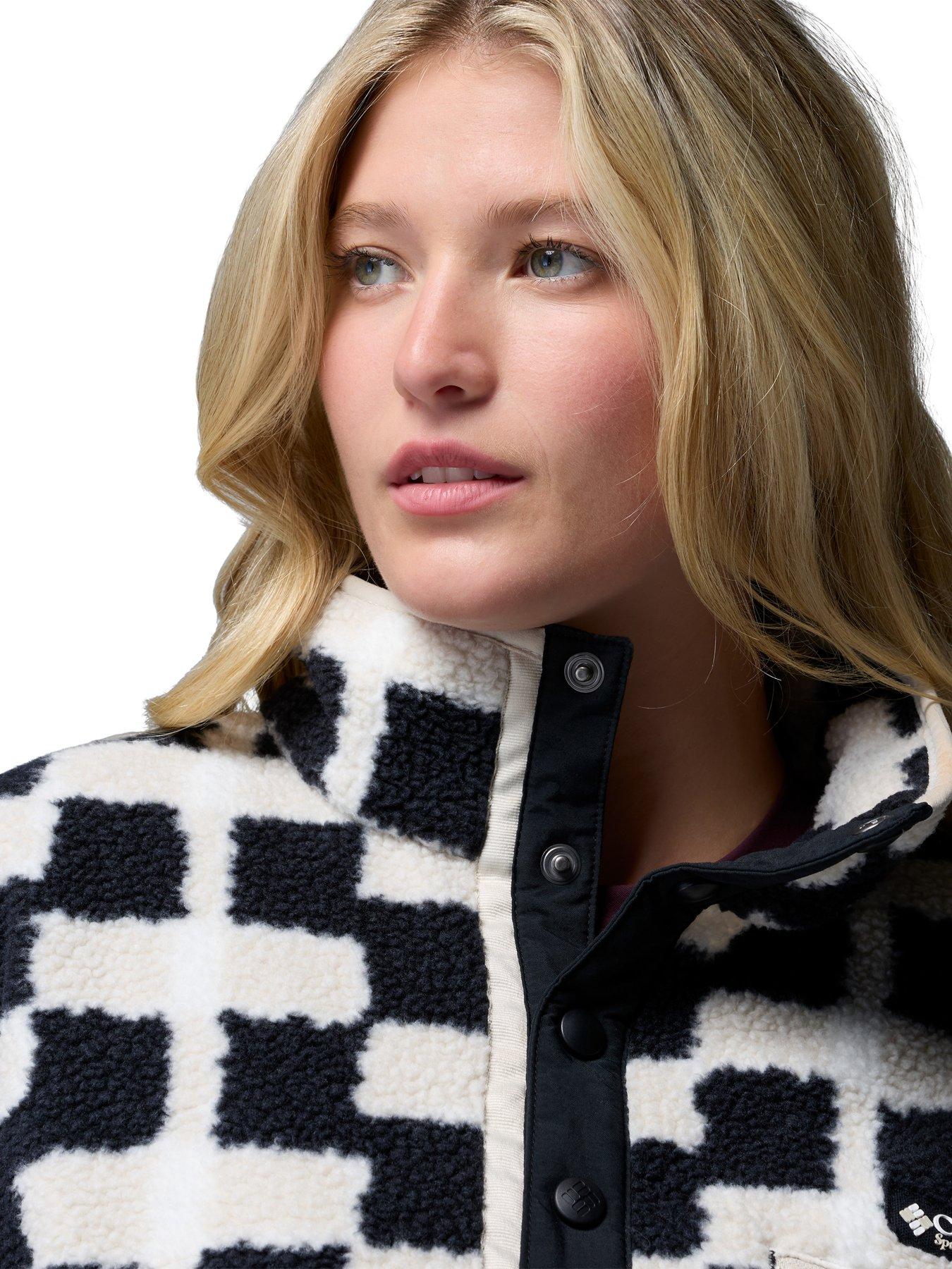 Image 5 of 6 of Columbia Womens Helvetia Ii Printed Cropped 1/2 Snap Fleece - Black