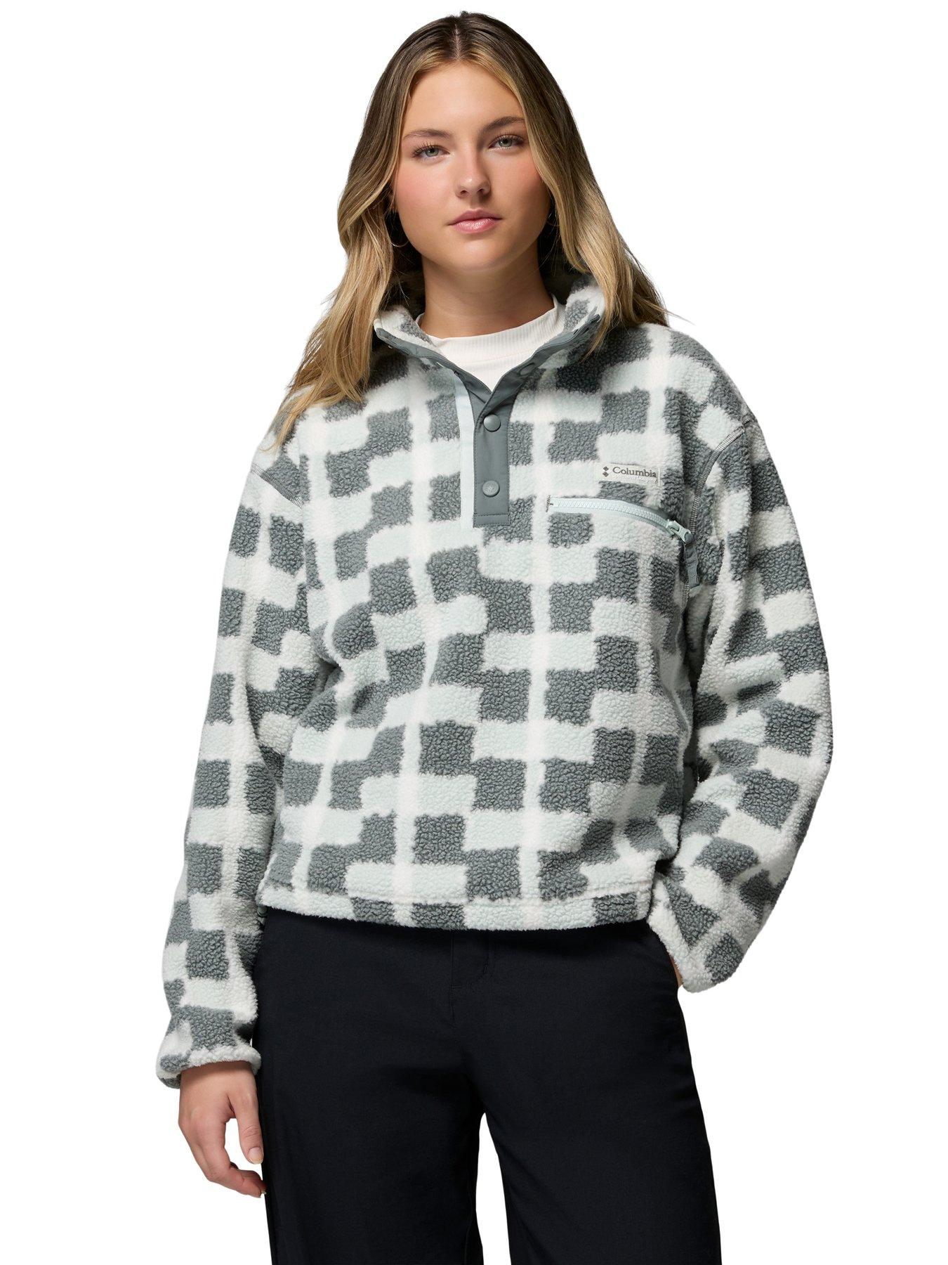 Image 5 of 6 of Columbia Womens Helvetia Ii Printed Cropped 1/2 Snap Fleece - Green